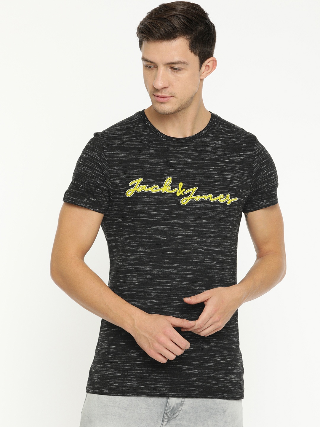 

Jack & Jones Men Black Printed Round Neck T-shirt
