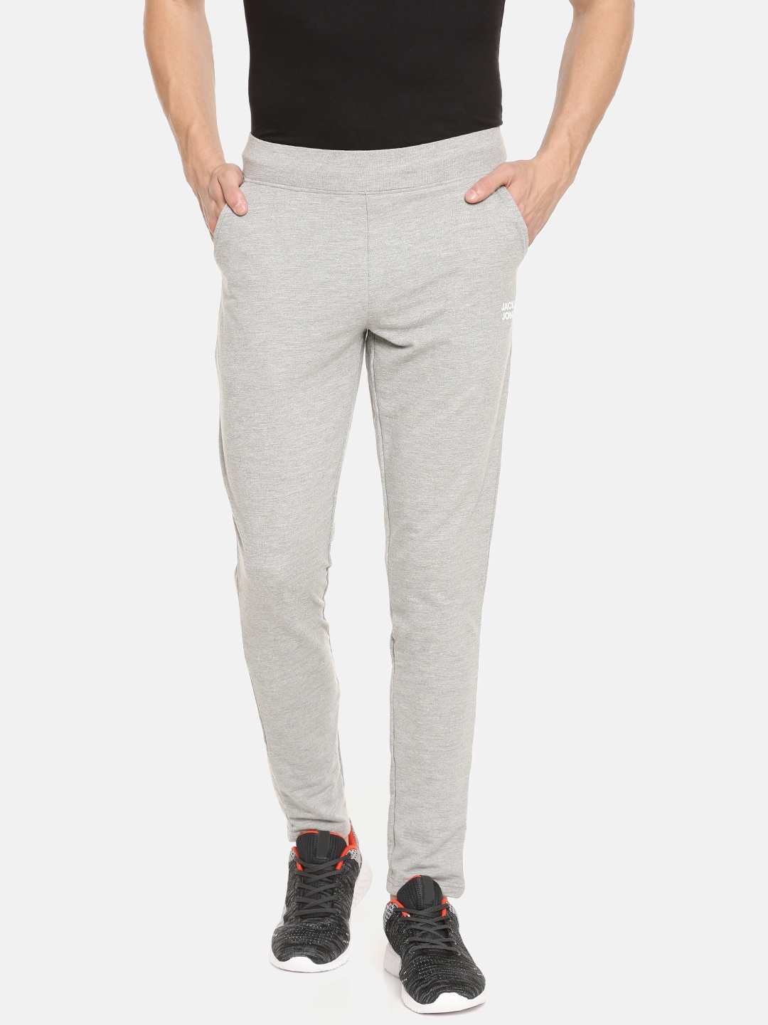 

Jack & Jones Men Grey Melange Solid Straight Fit Track Pants