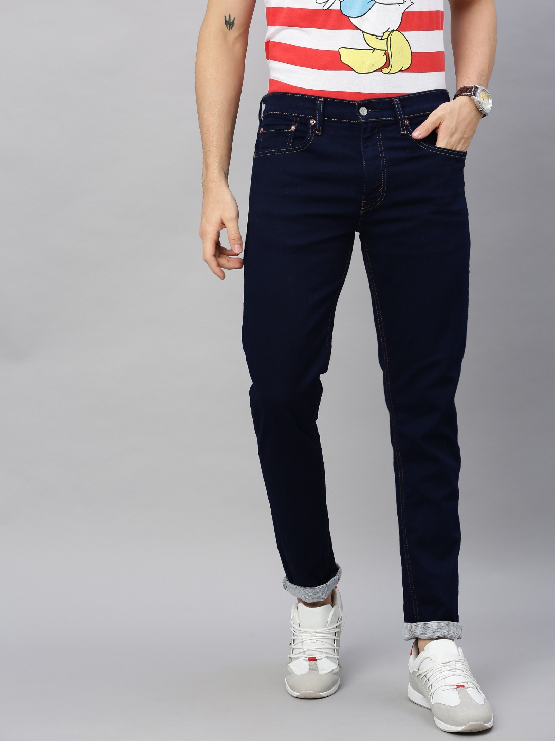 

Levis Men Blue 512 Slim Tapered Fit Mid-Rise Clean Look Stretchable Jeans