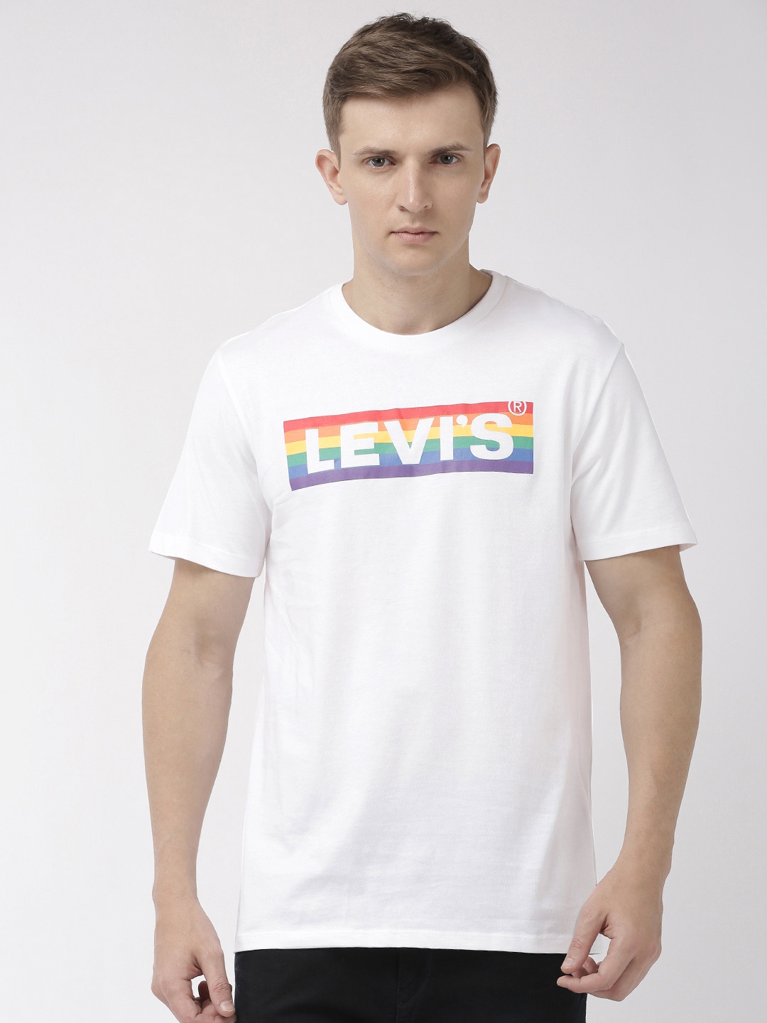 

Levis Men White Printed Round Neck Pure Cotton T-shirt