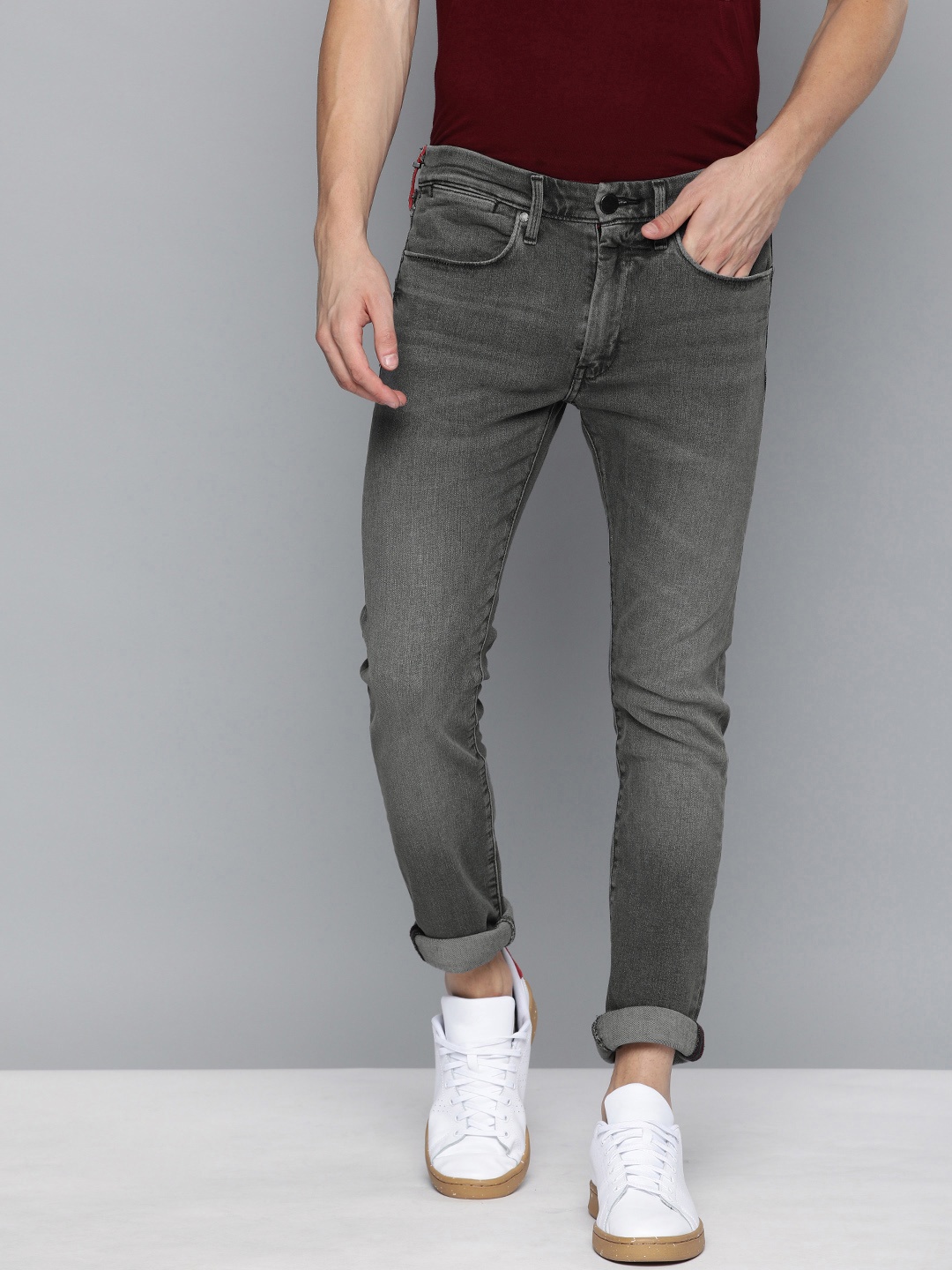 

Levis Men Grey 519 Redloop Extreme Skinny Fit Mid-Rise Clean Look Stretchable Sustainable Jeans