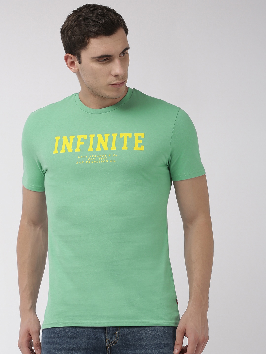 

Levis Men Green Printed Round Neck Pure Cotton T-shirt