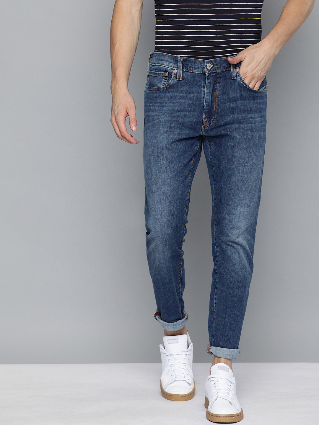 

Levis Men Blue 512 Slim Tapered Fit Mid-Rise Clean Look Stretchable Sustainable Jeans