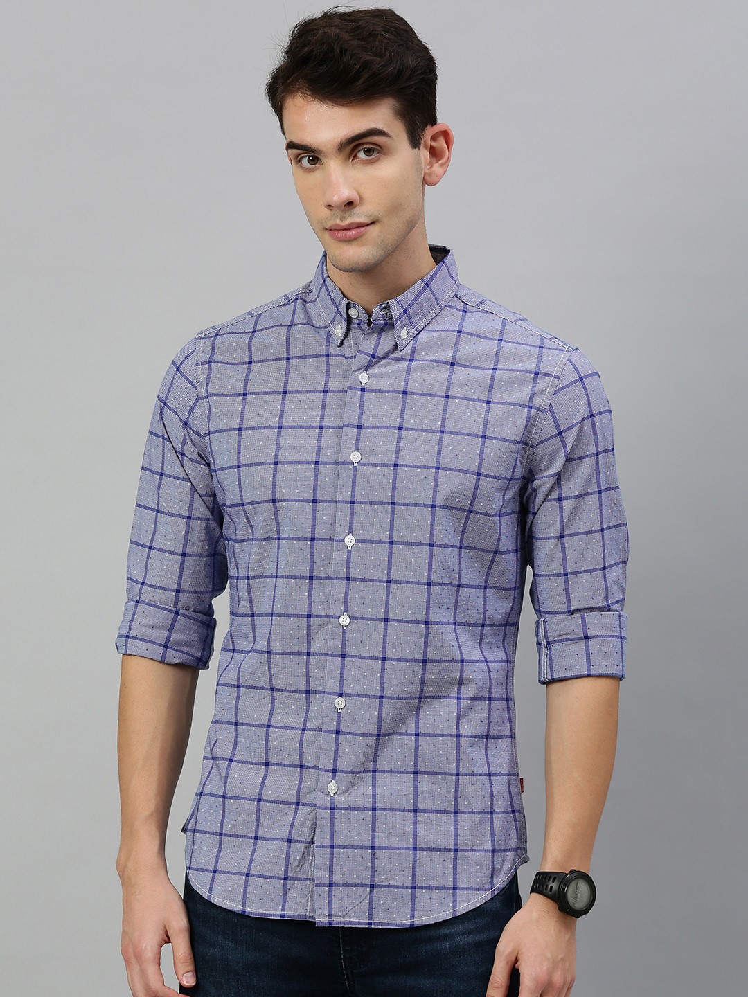 

Levis Men Blue Slim Fit Checked Casual Shirt