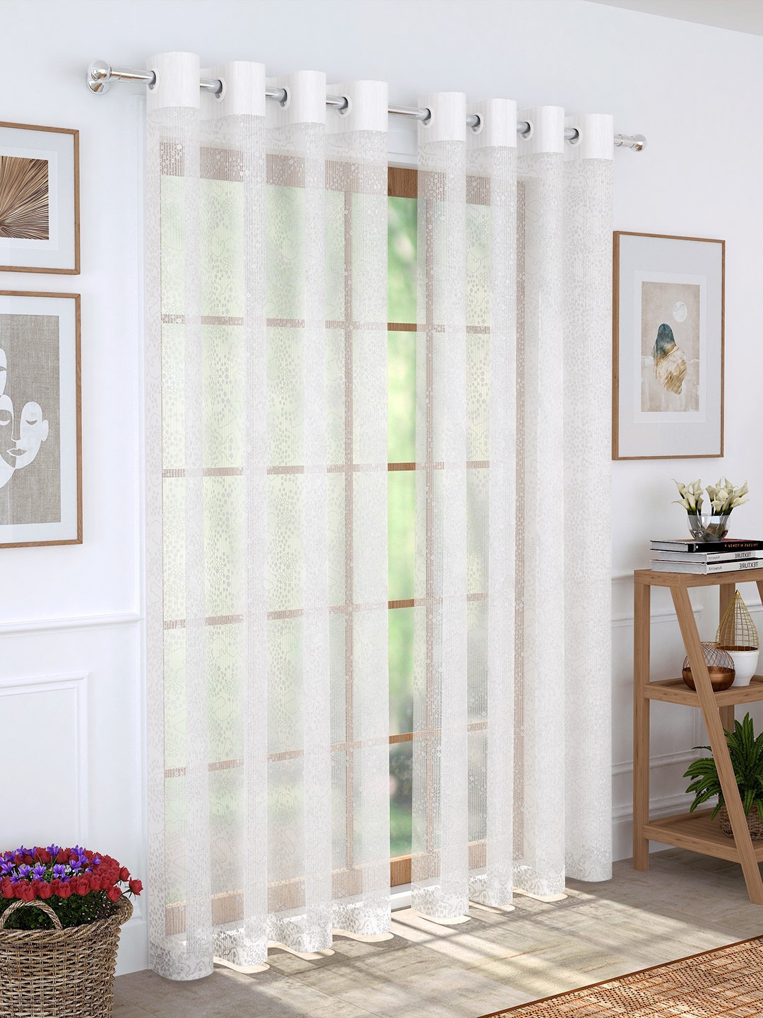 

Story@home White 200GSM Sheer Semi Long Door Curtain