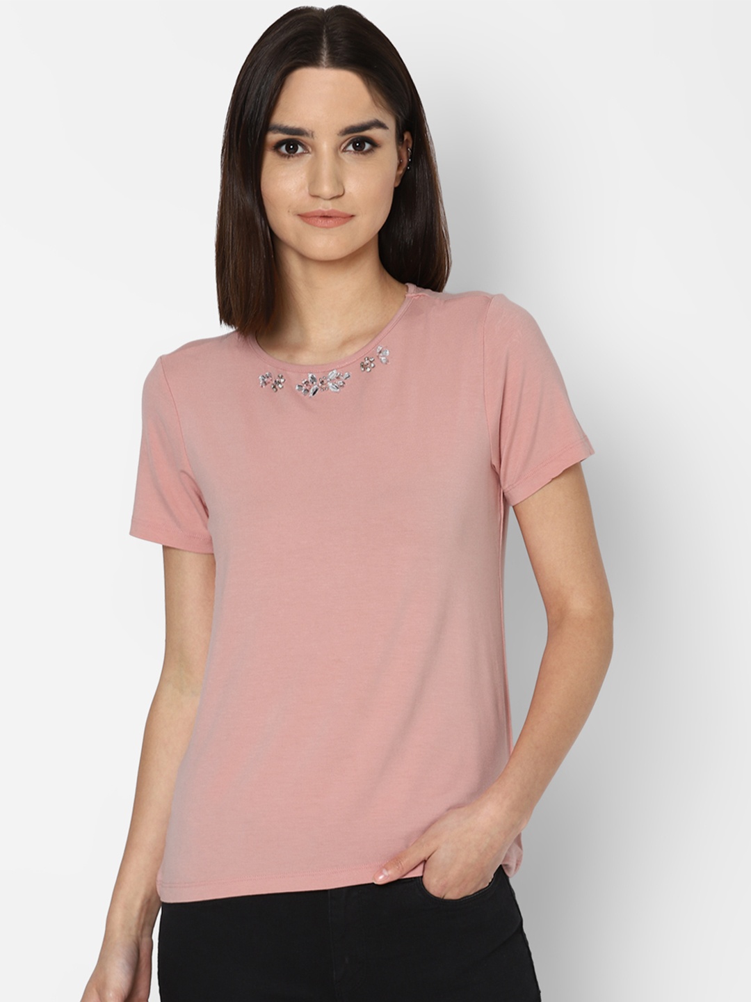 

Allen Solly Woman Red Keyhole Neck Regular Top