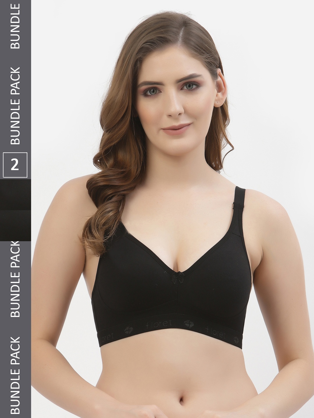 

Floret Pack Of 2 Black & Navy Blue Solid Non-Wired Non Padded T-shirt Bra T3050