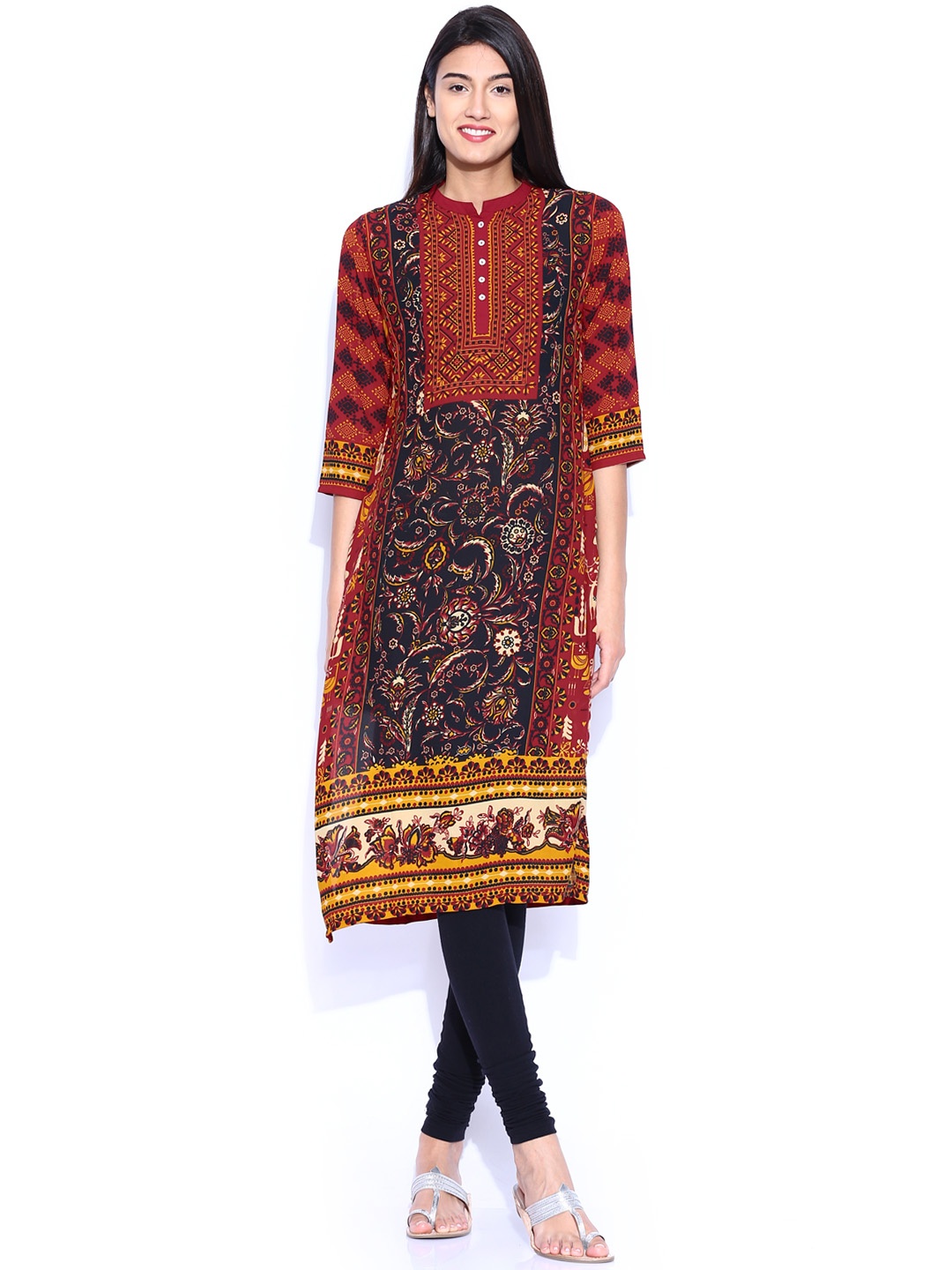 

Vishudh Maroon & Black Printed Kurta