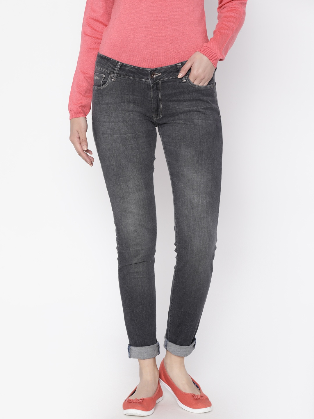 

Pepe Jeans Women Grey Skinny Fit Mid-Rise Clean Look Stretchable Jeans