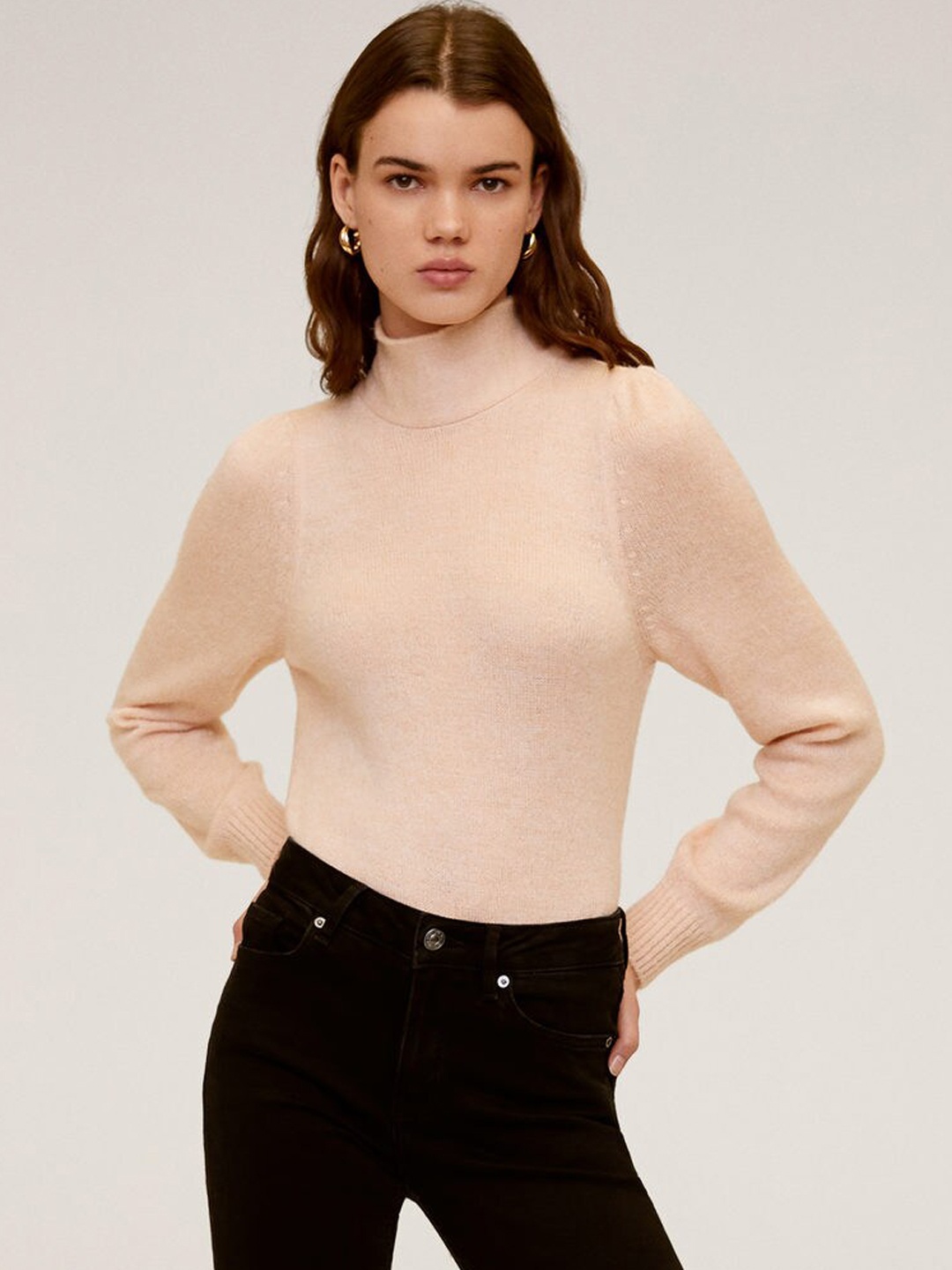 

MANGO Women Pink Solid Pullover Sweater