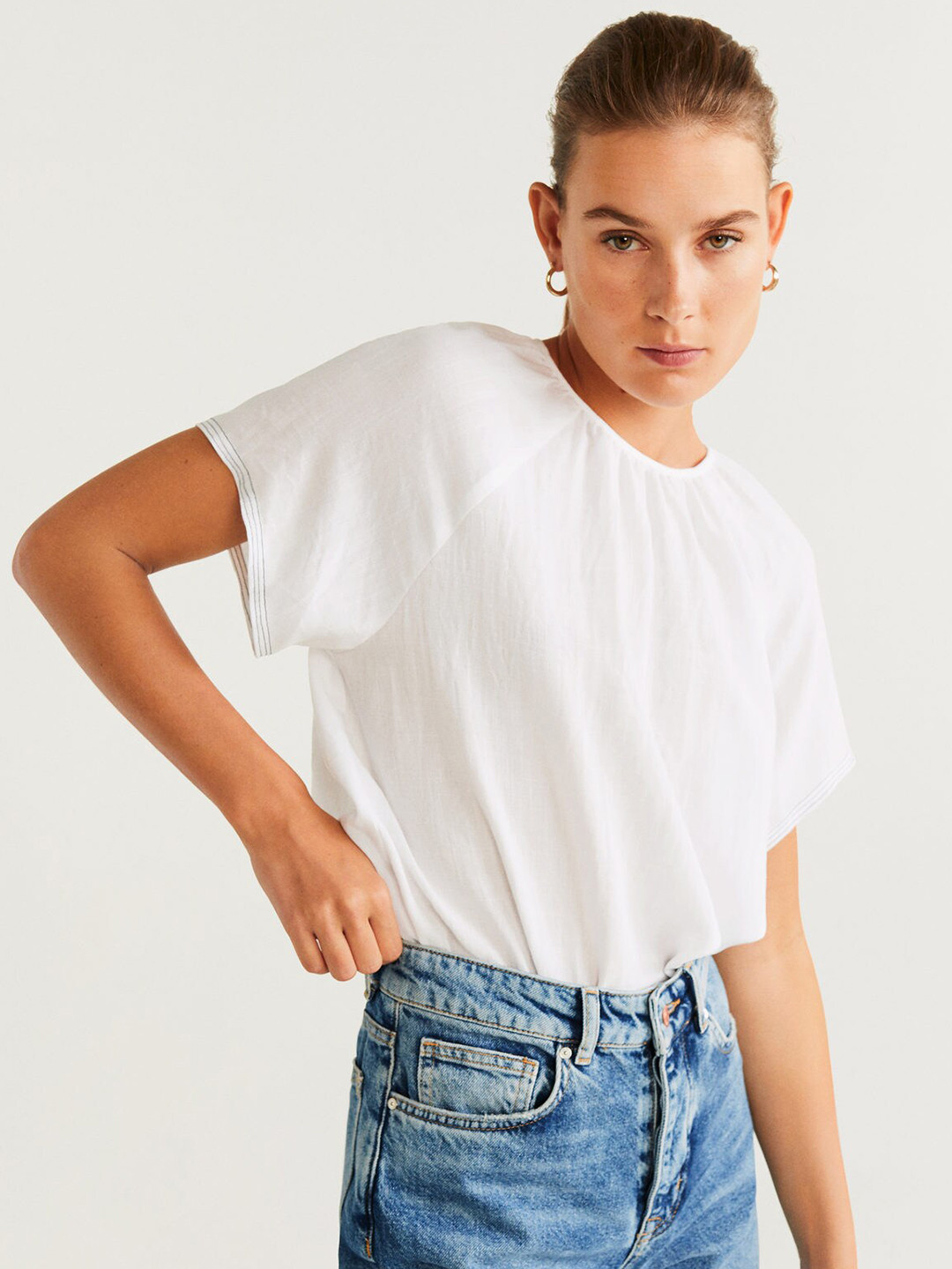 

MANGO Women White Solid Top