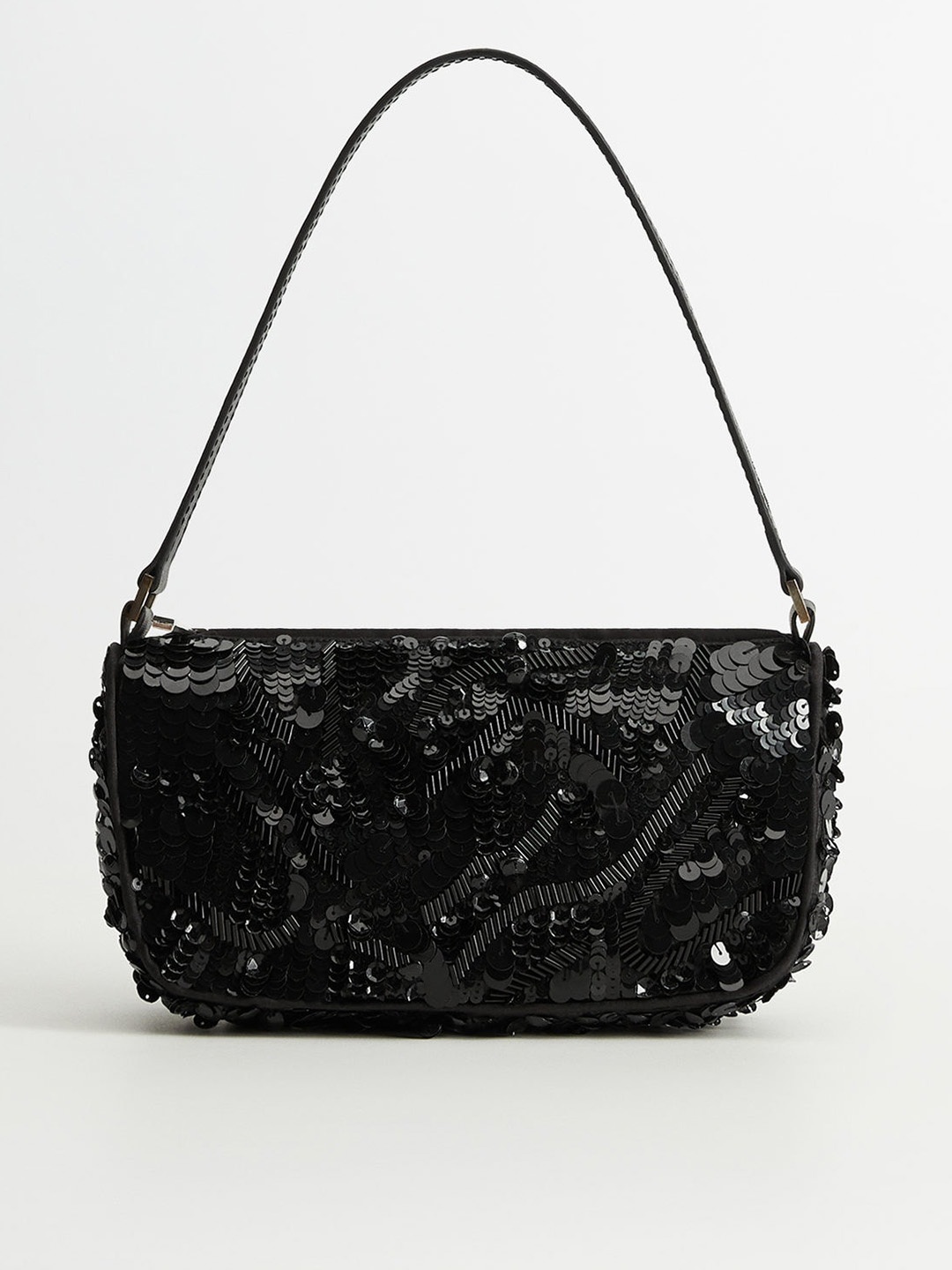 

MANGO Black Sequinned Shoulder Bag