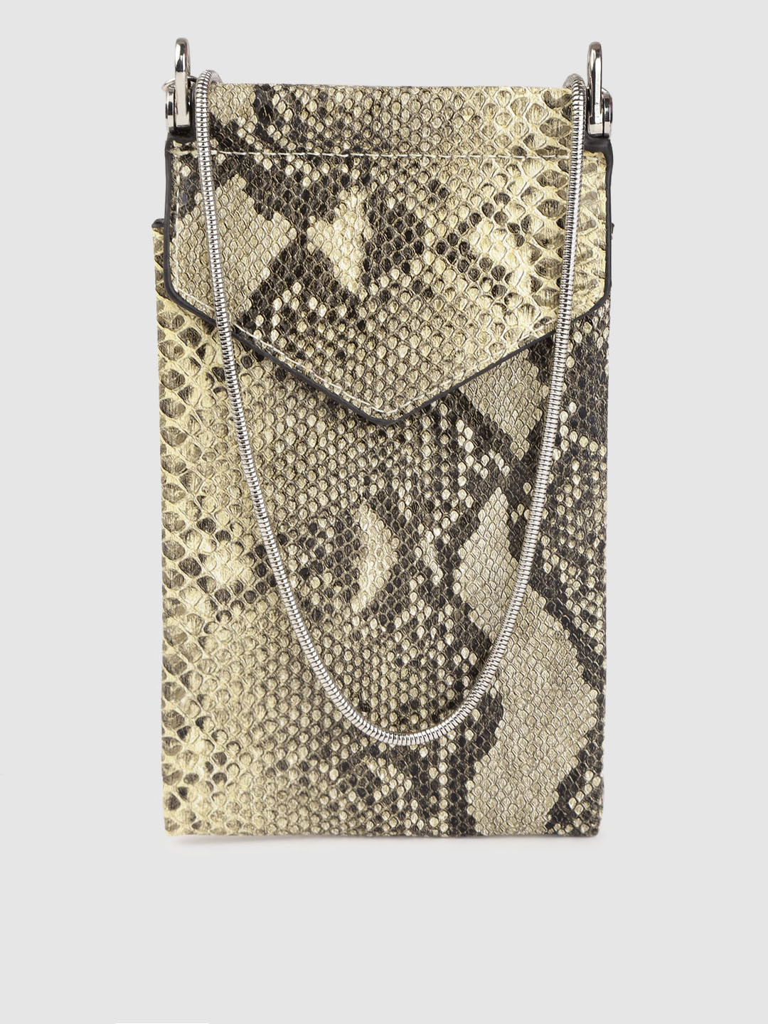 

MANGO Beige & Black Snakeskin Print Mobile Pouch