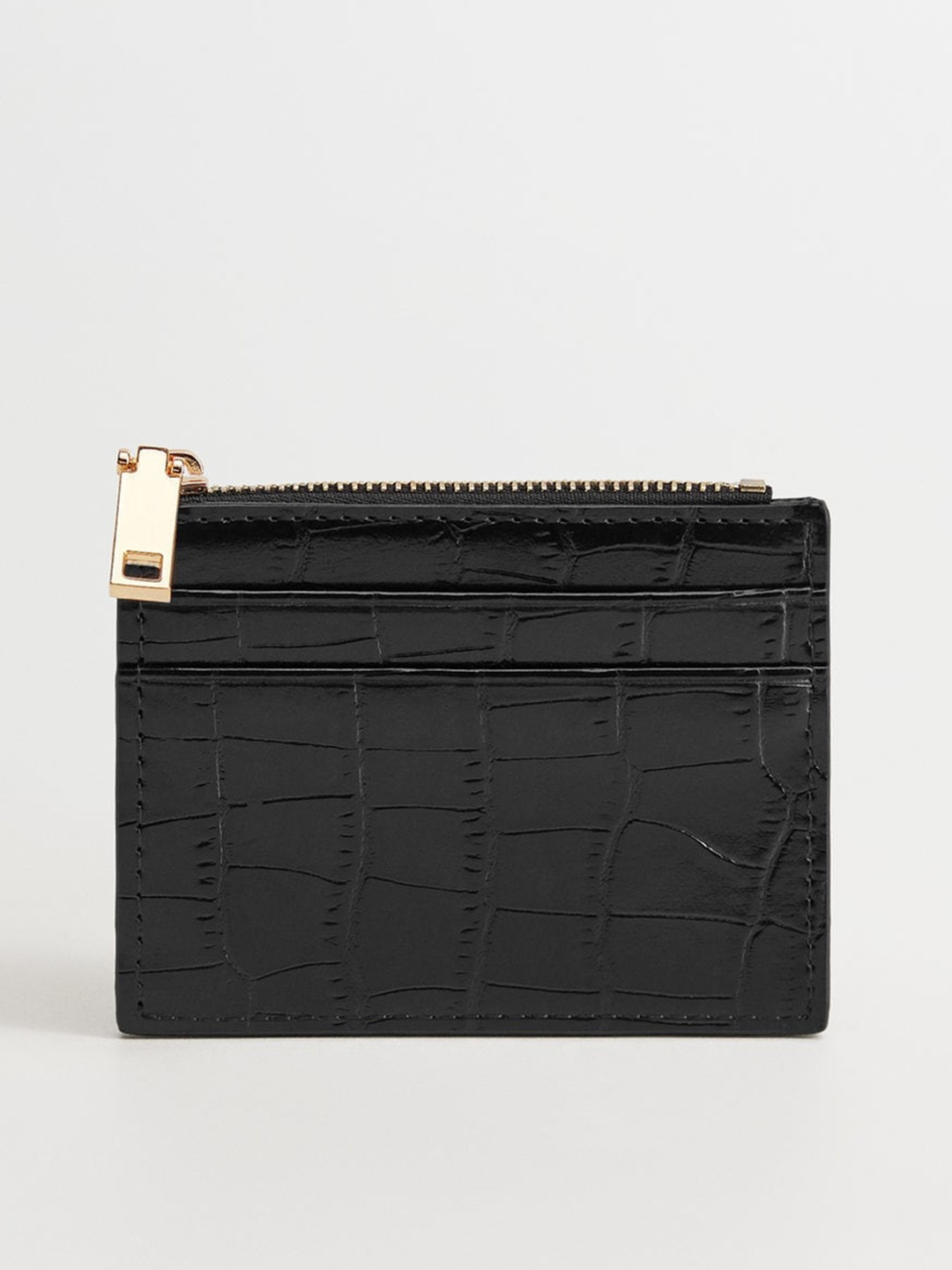 

MANGO Women Black Croc-Textured Card Holder