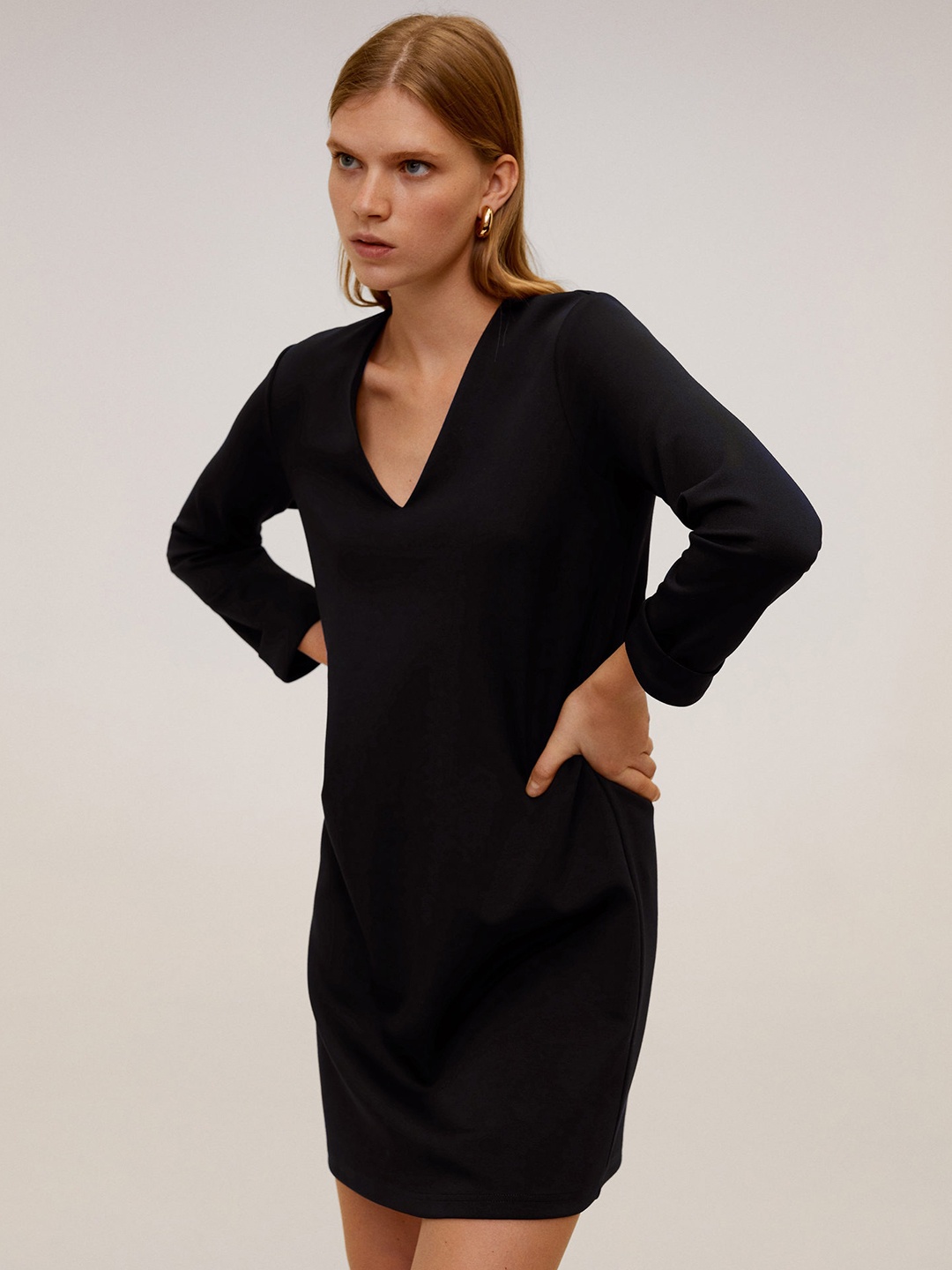 

MANGO Women Black Solid Shift Dress