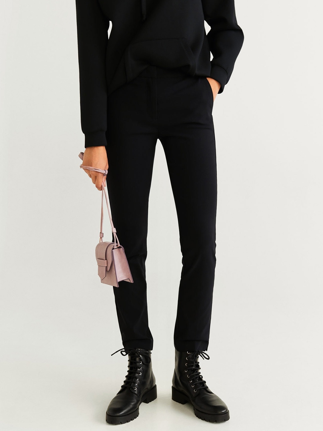 

MANGO Women Black Skinny Fit Solid Formal Trousers