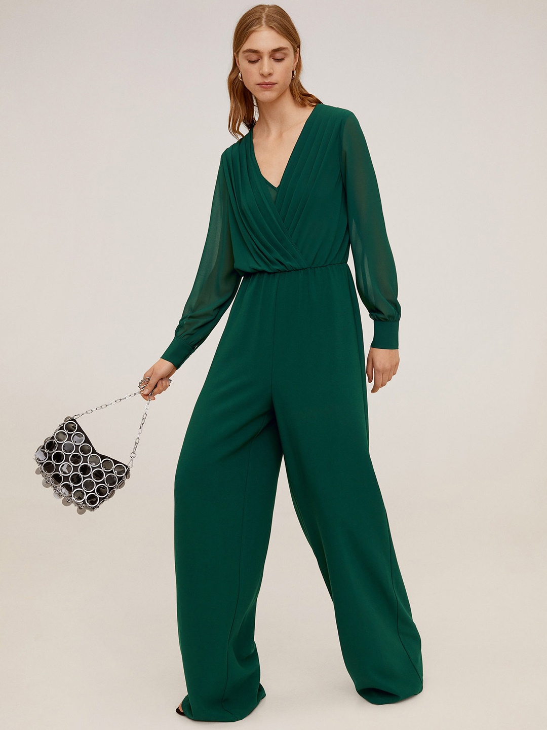 

MANGO Women Green Solid Basic Jumpsuit