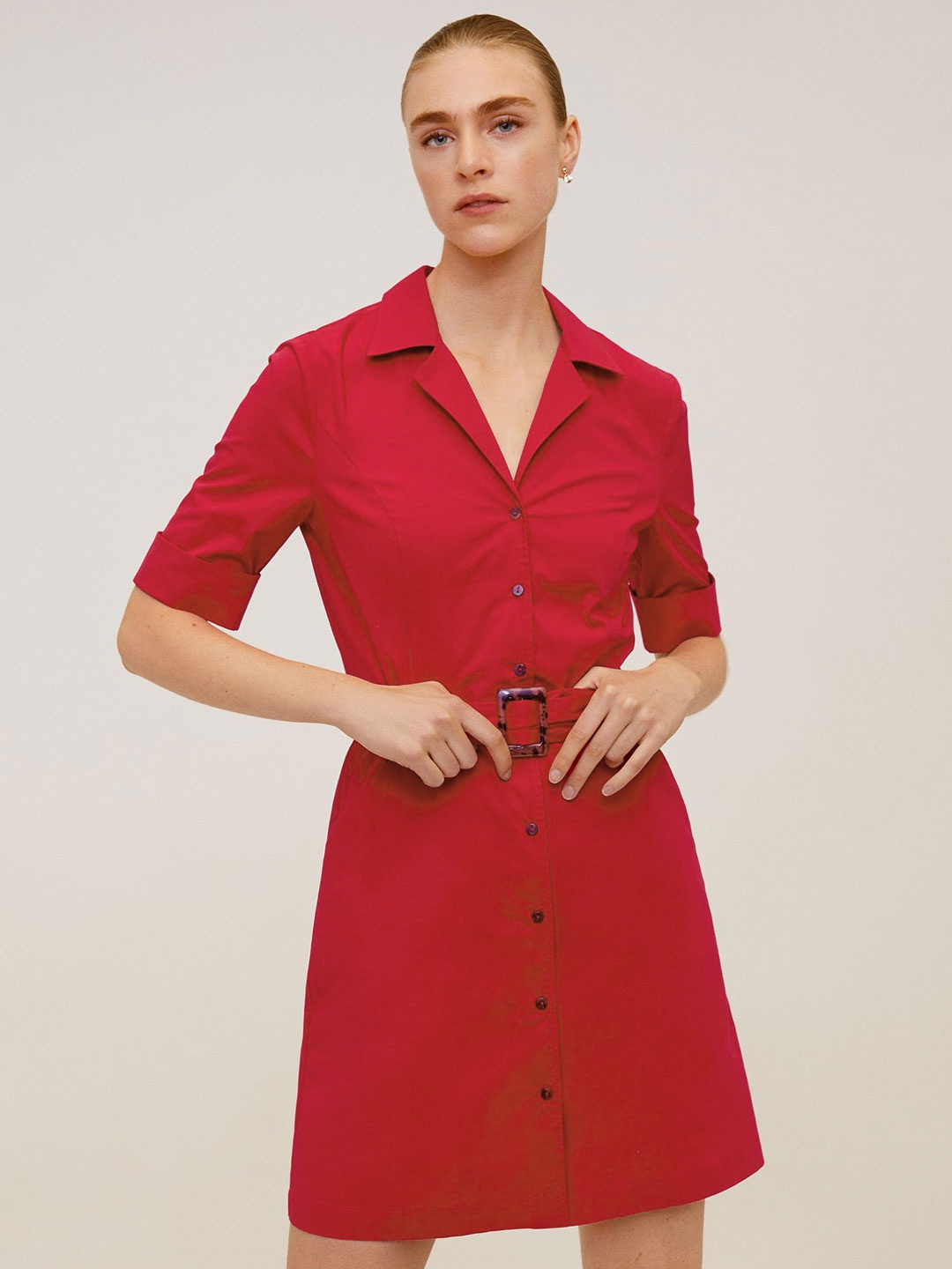 

MANGO Women Red Solid Trench Dress