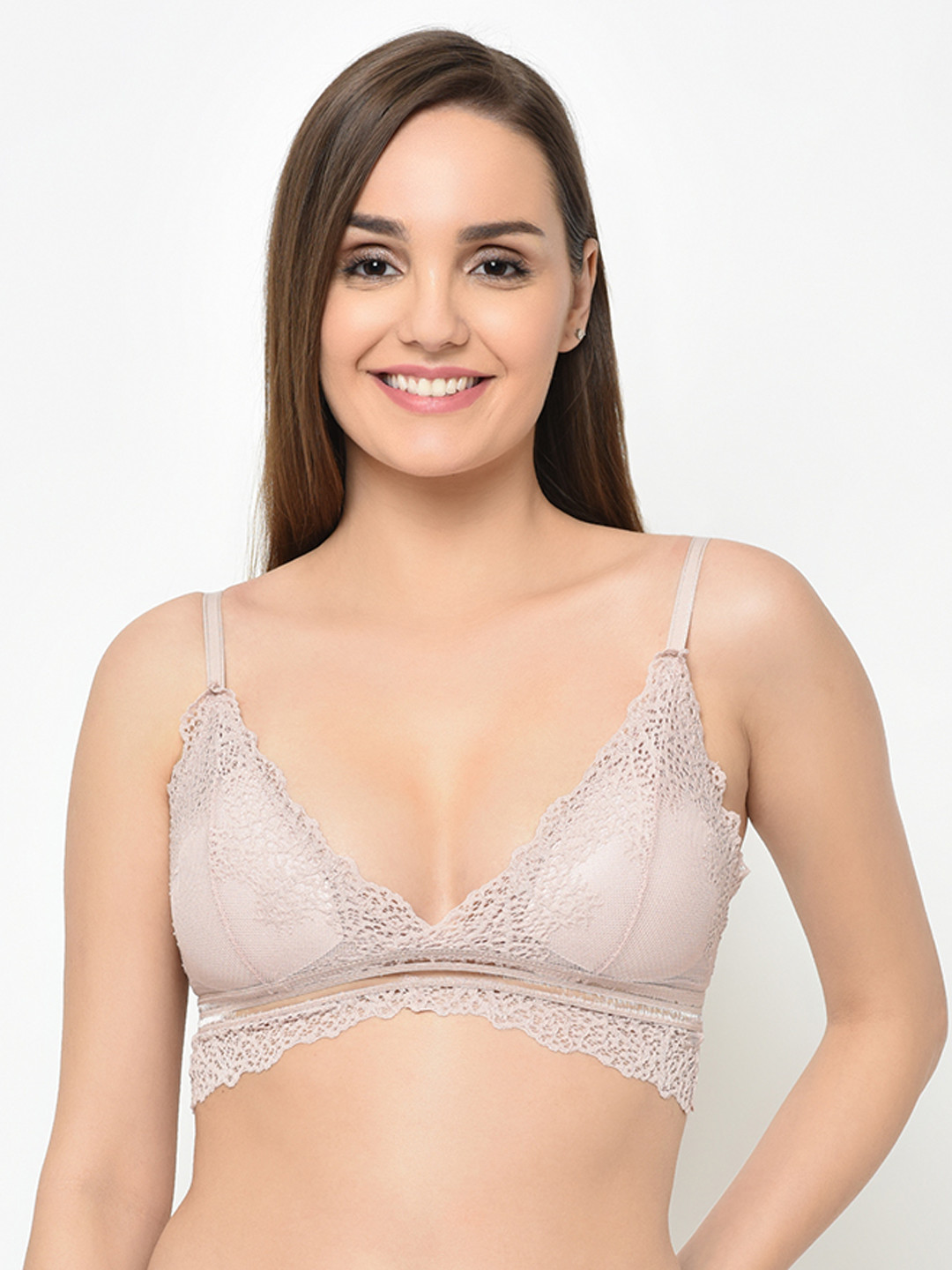 

Da Intimo Mauve Lace Lightly Padded Non-Wired Bralette Bra DI-1265