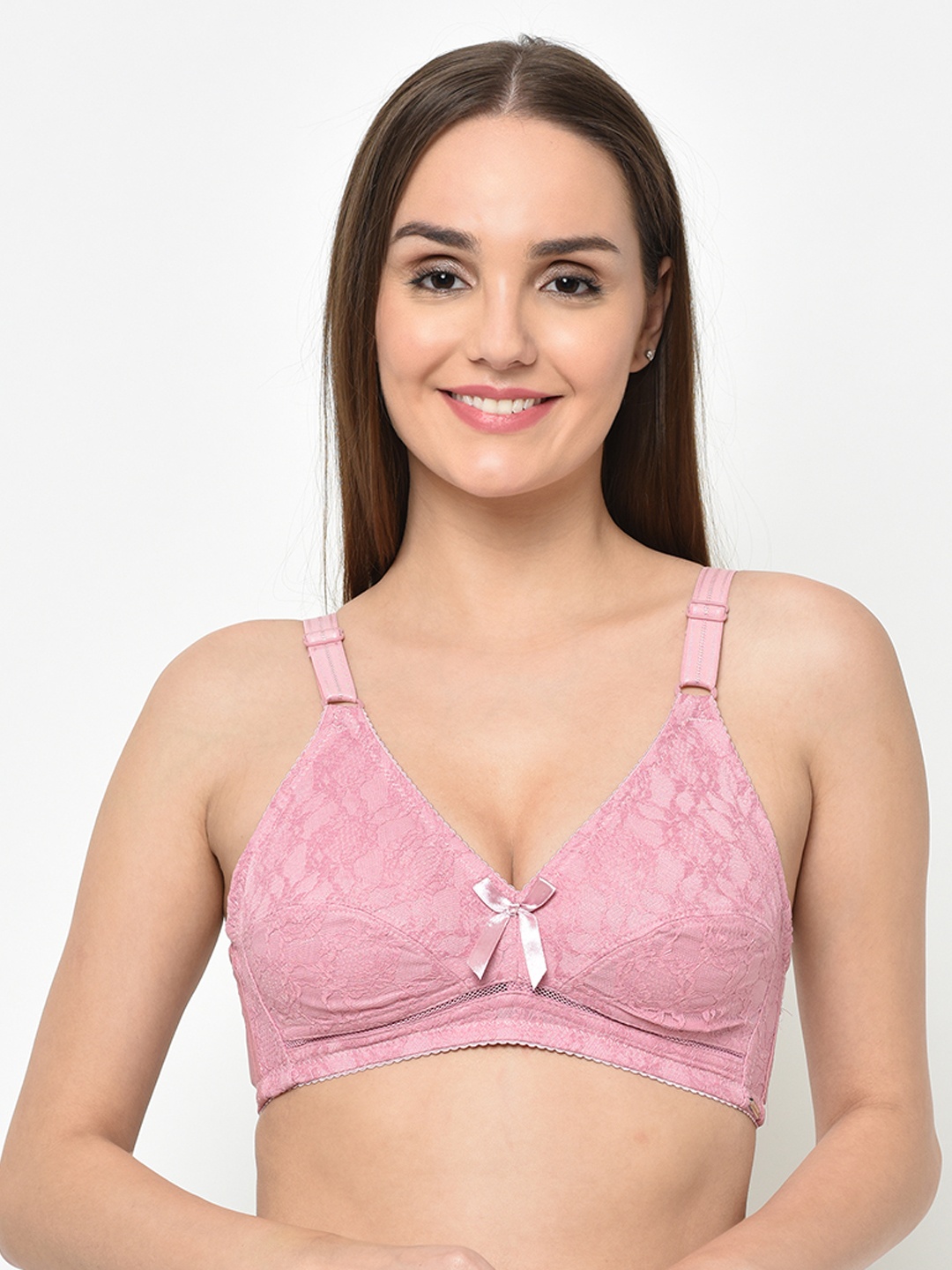 

Da Intimo Pink Lace Non-Wired Non Padded Everyday Bra DI-1272