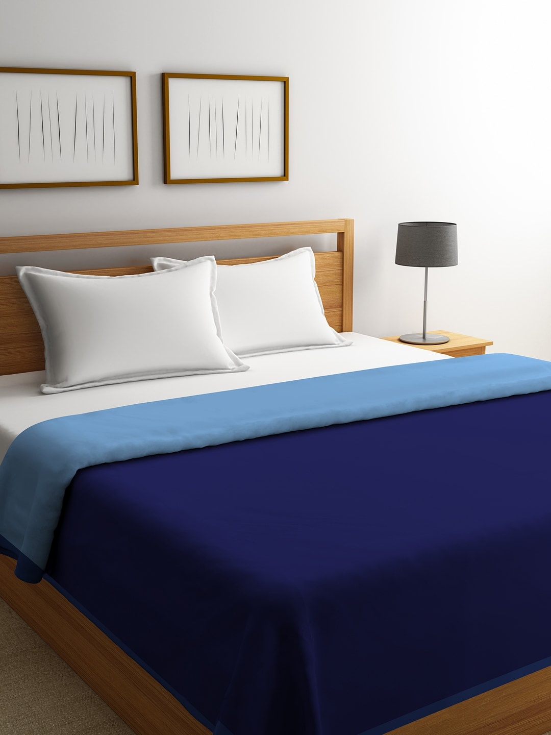 

ROMEE Blue Solid Reversible AC Room 300 GSM Double Bed Dohar
