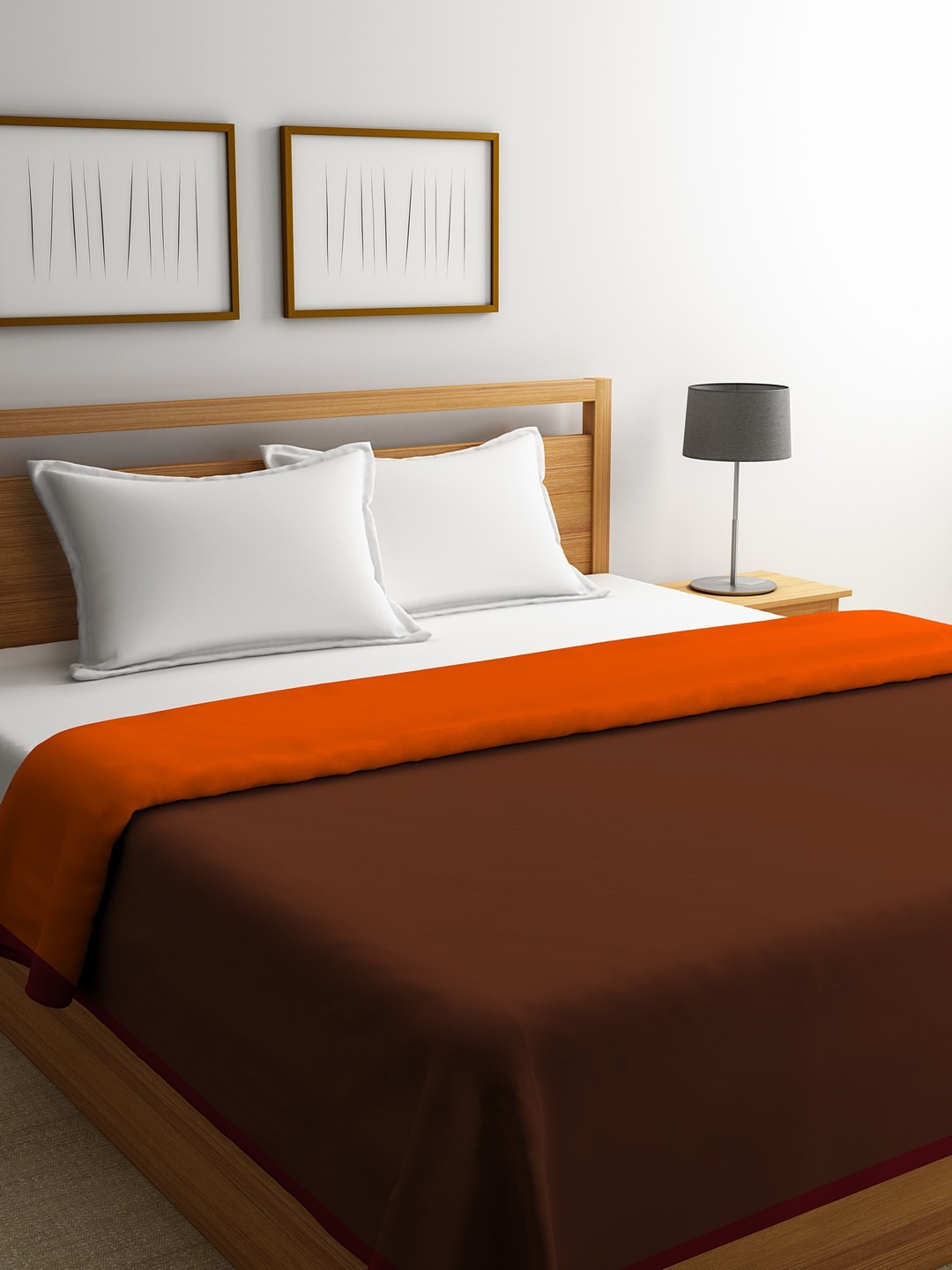 

ROMEE Brown & Orange Solid AC Room 300 GSM Double Bed Dohar