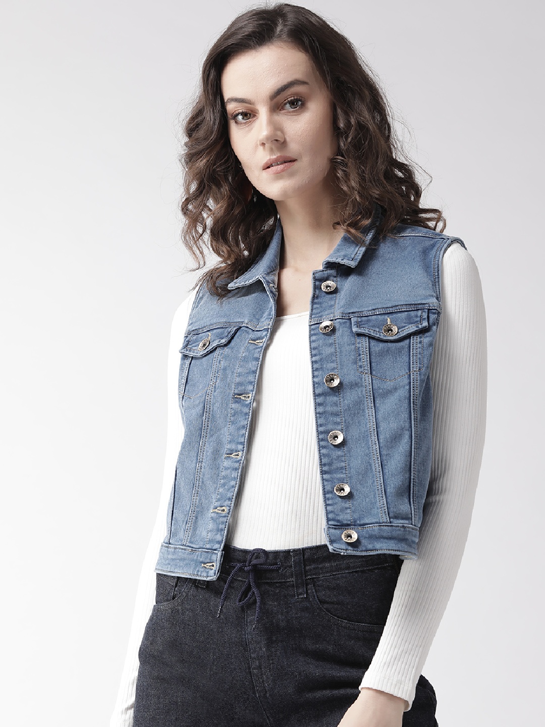 

Xpose Women Blue Washed Denim Jacket