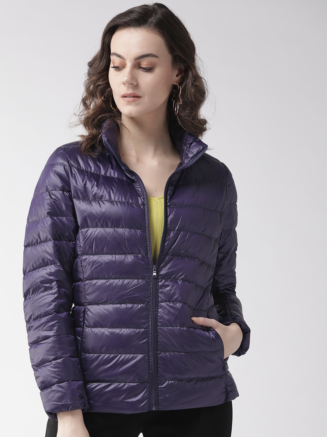 

Xpose Women Navy Blue Solid Lightweight Puffer Jacket