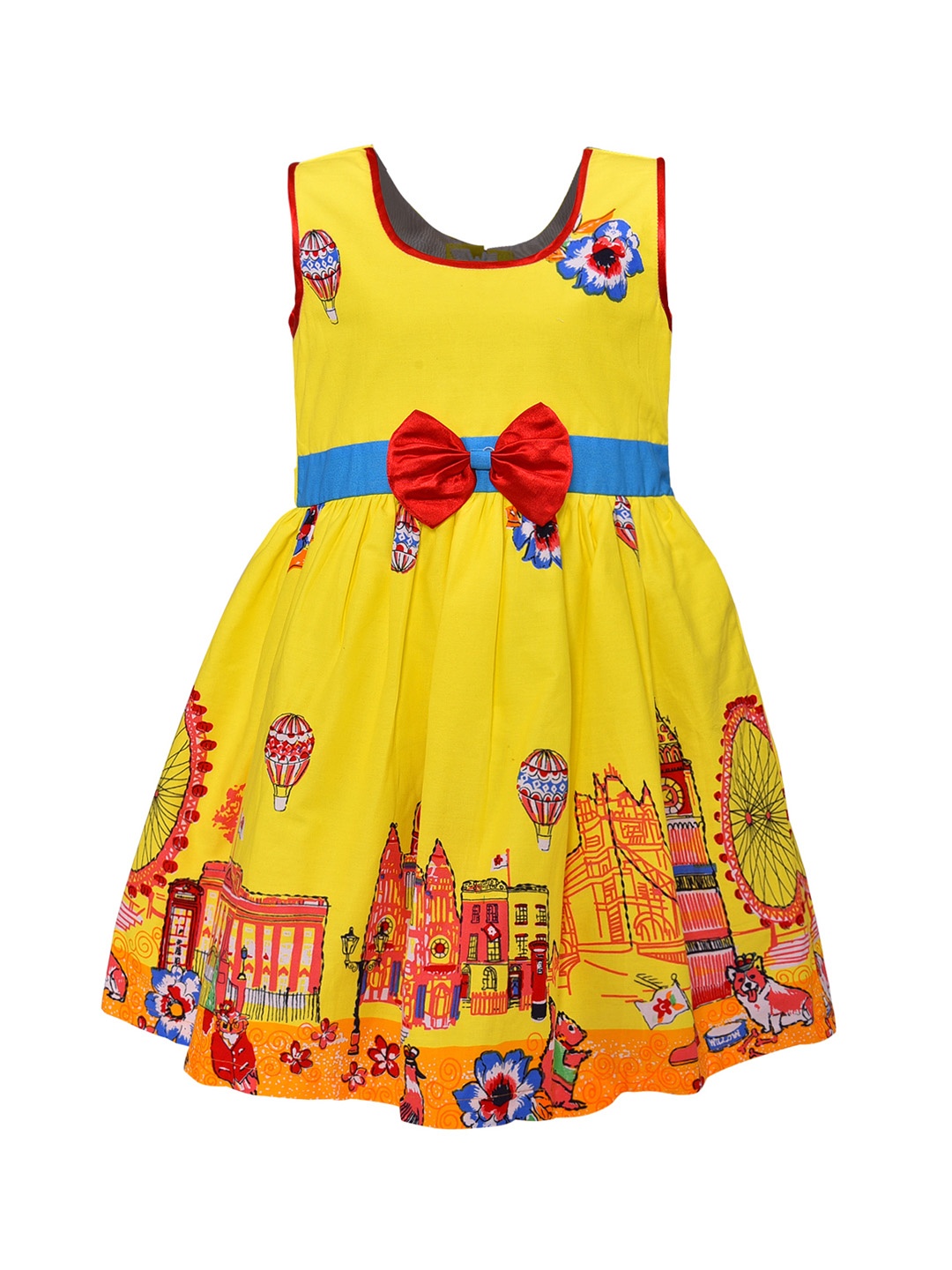 

Wish Karo Girls Yellow & Red Printed Fit and Flare Dress