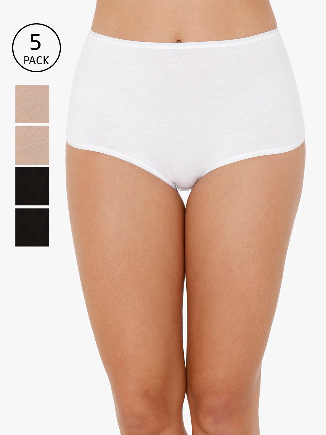 

Women Pack of 5 Solid Hipster Briefs EK251, White