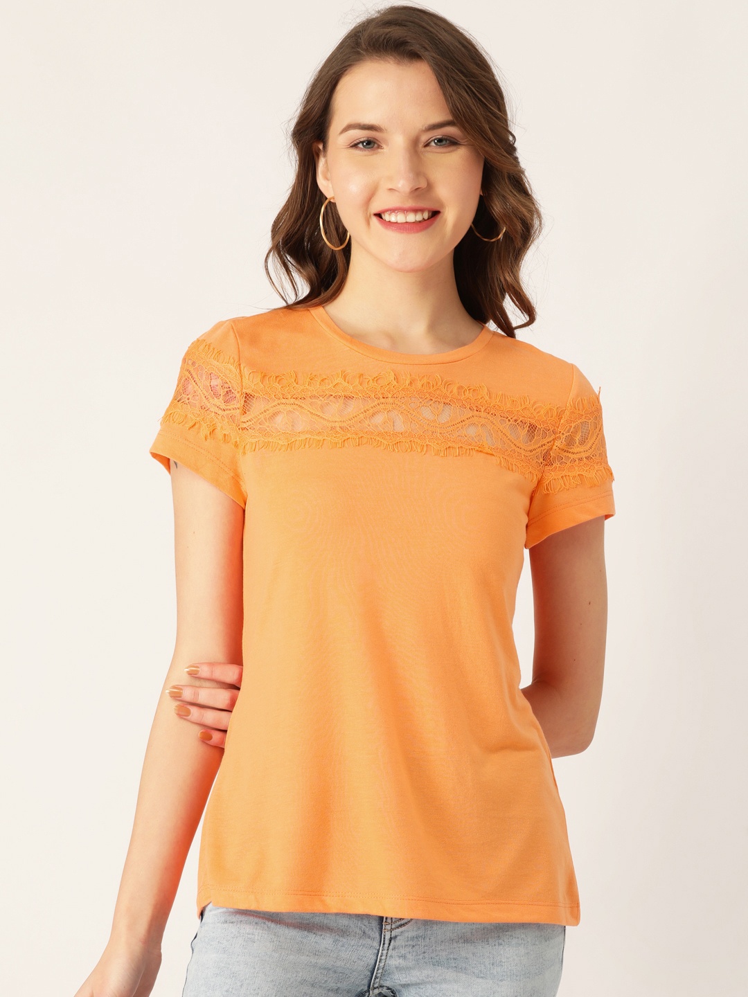 

DressBerry Women Orange Solid Top