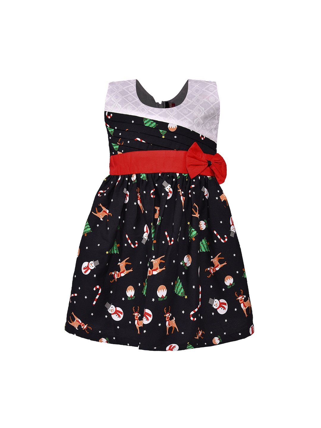 

Wish Karo Girls White Printed Fit and Flare Dress