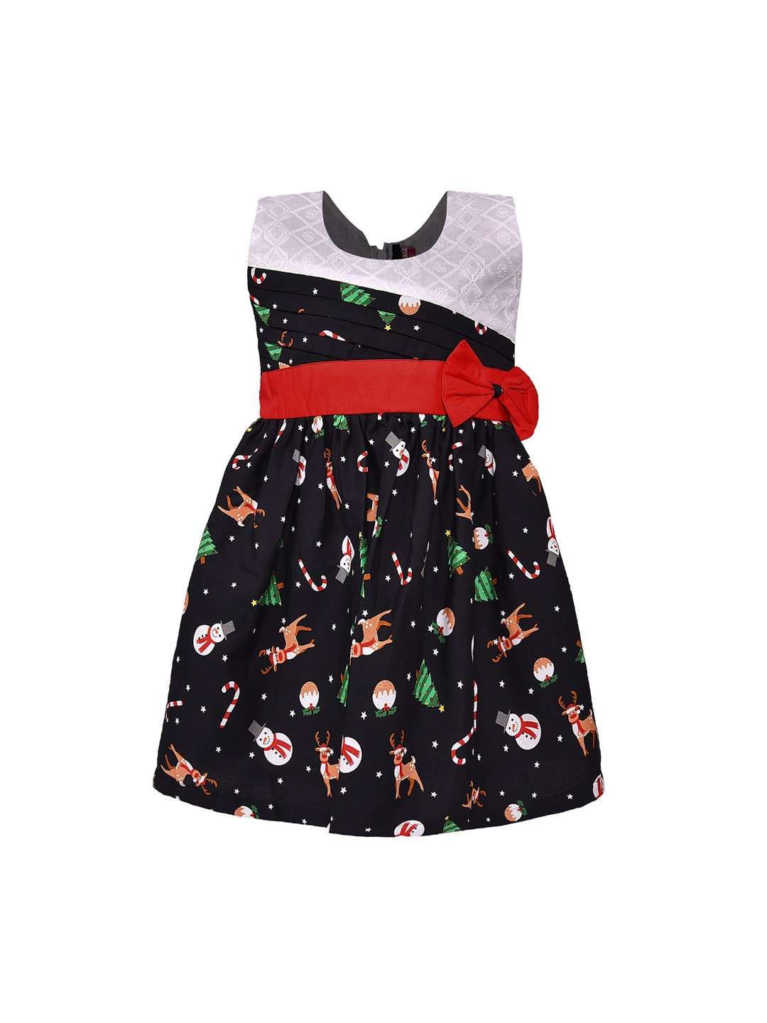 

Wish Karo Girls White Printed Fit and Flare Dress