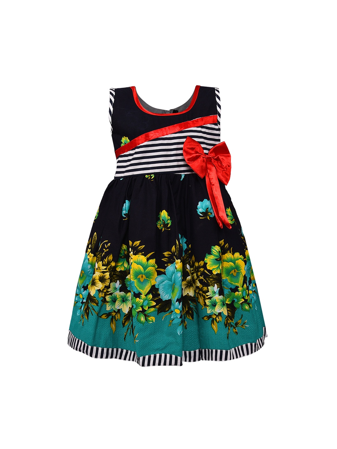 

Wish Karo Girls Green Printed Fit and Flare Dress