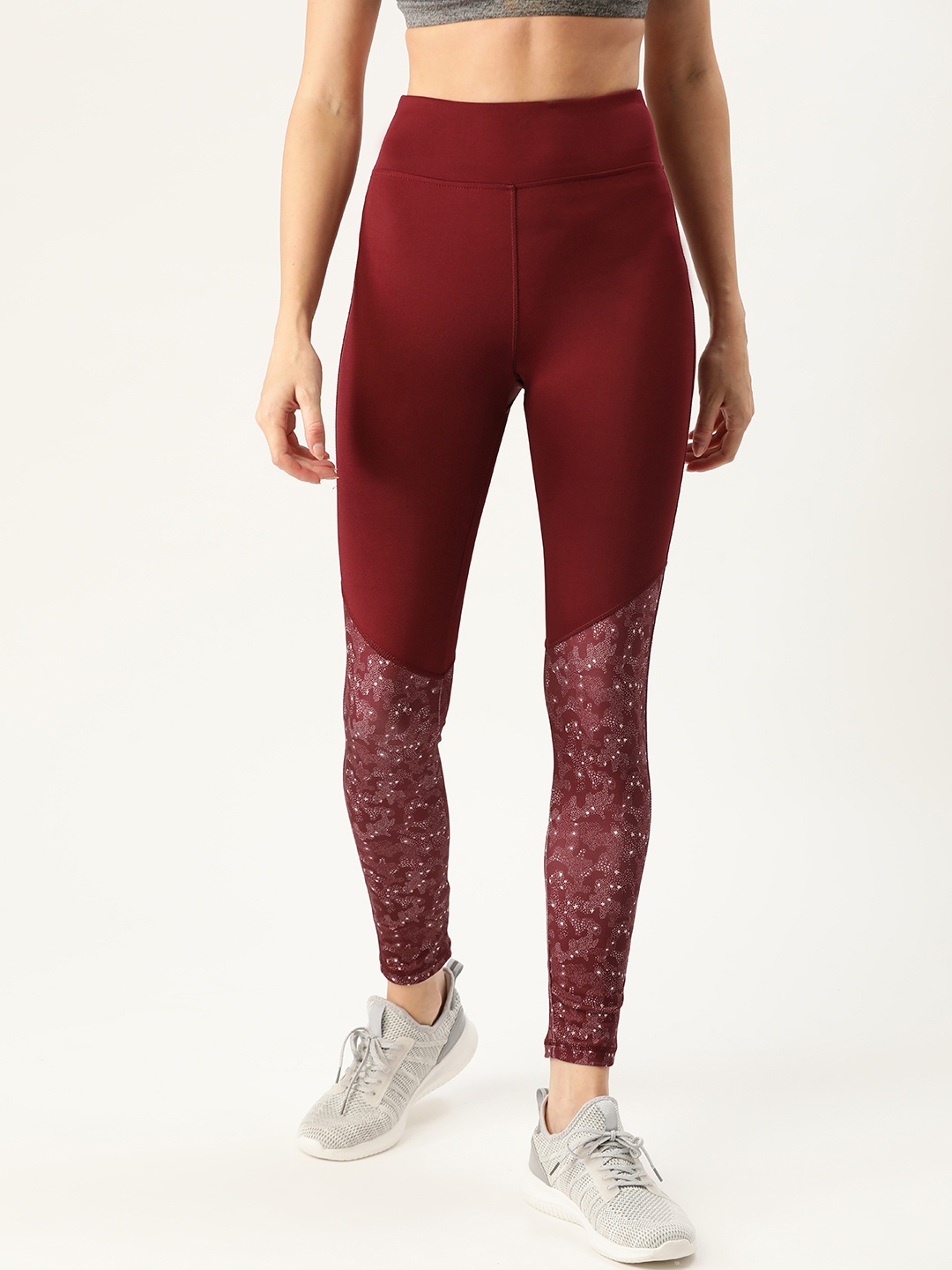 

DressBerry Women Maroon & White Printed Tights