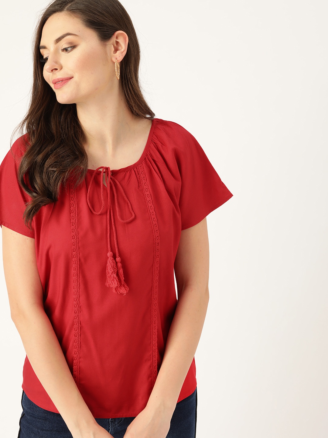 

DressBerry Women Red Solid Top