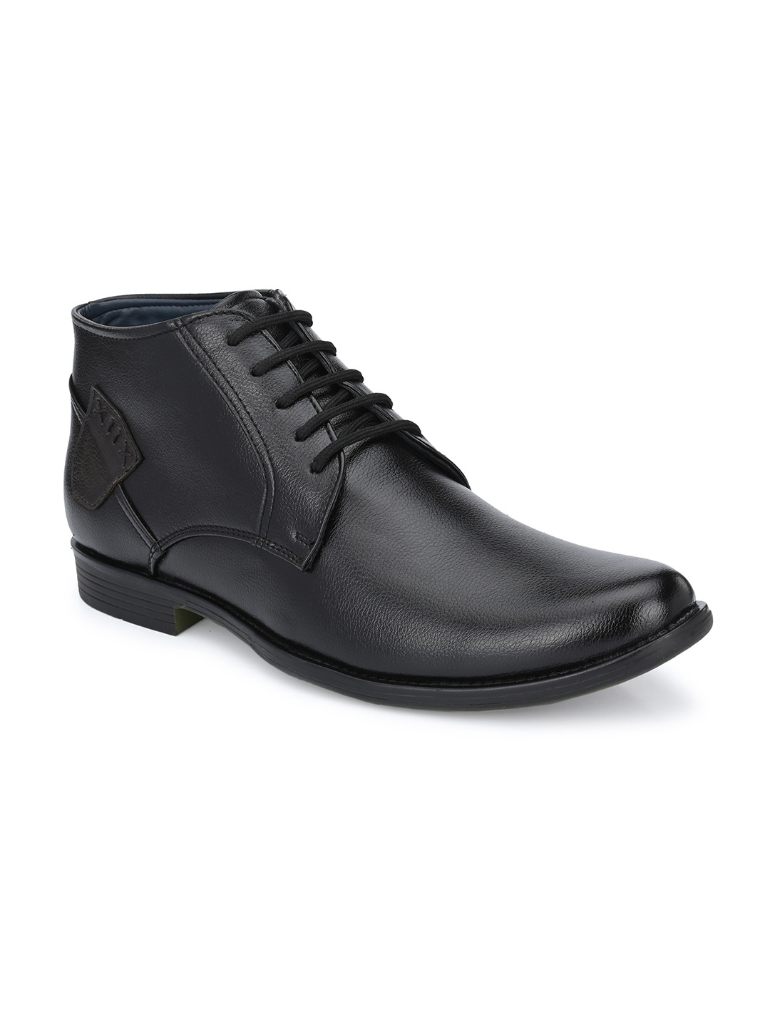 

John Karsun Men Black Solid Mid-Top Derbys