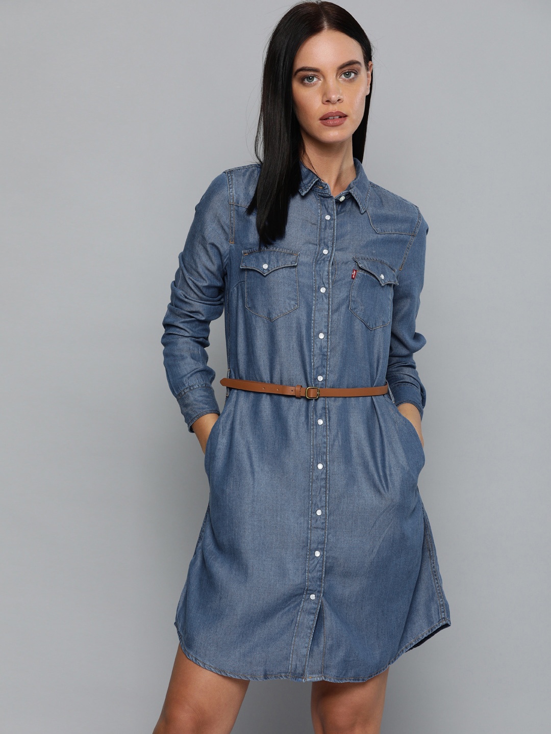 

Levis Women Blue Chambray Shirt Dress