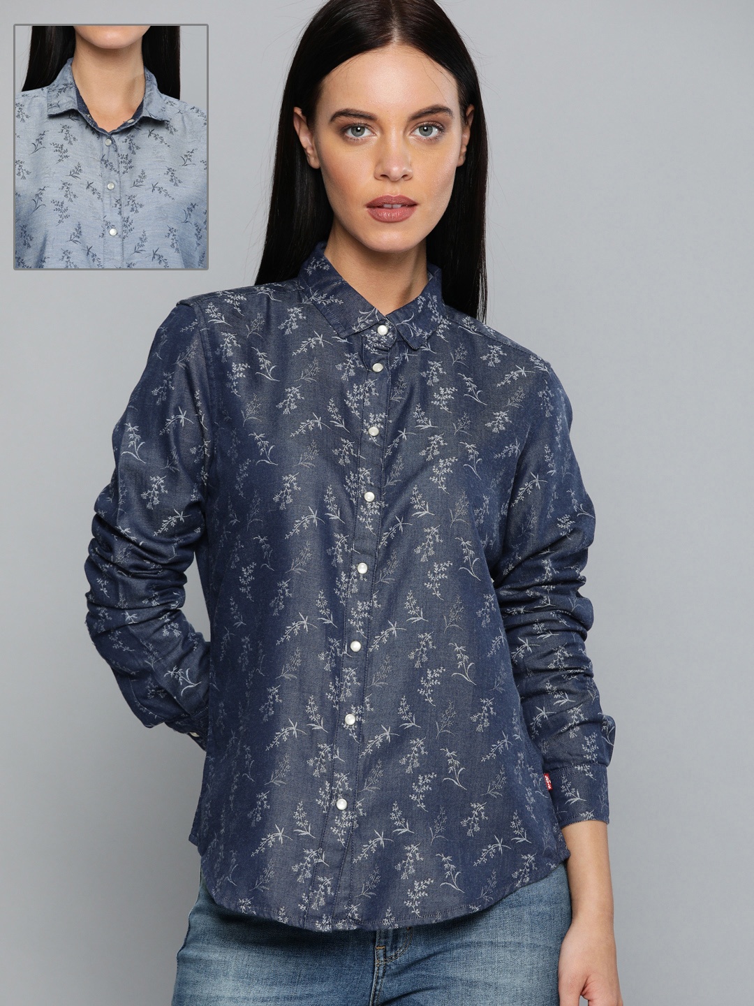 

Levis Women Blue Regular Fit Printed Casual Reversible Shirt