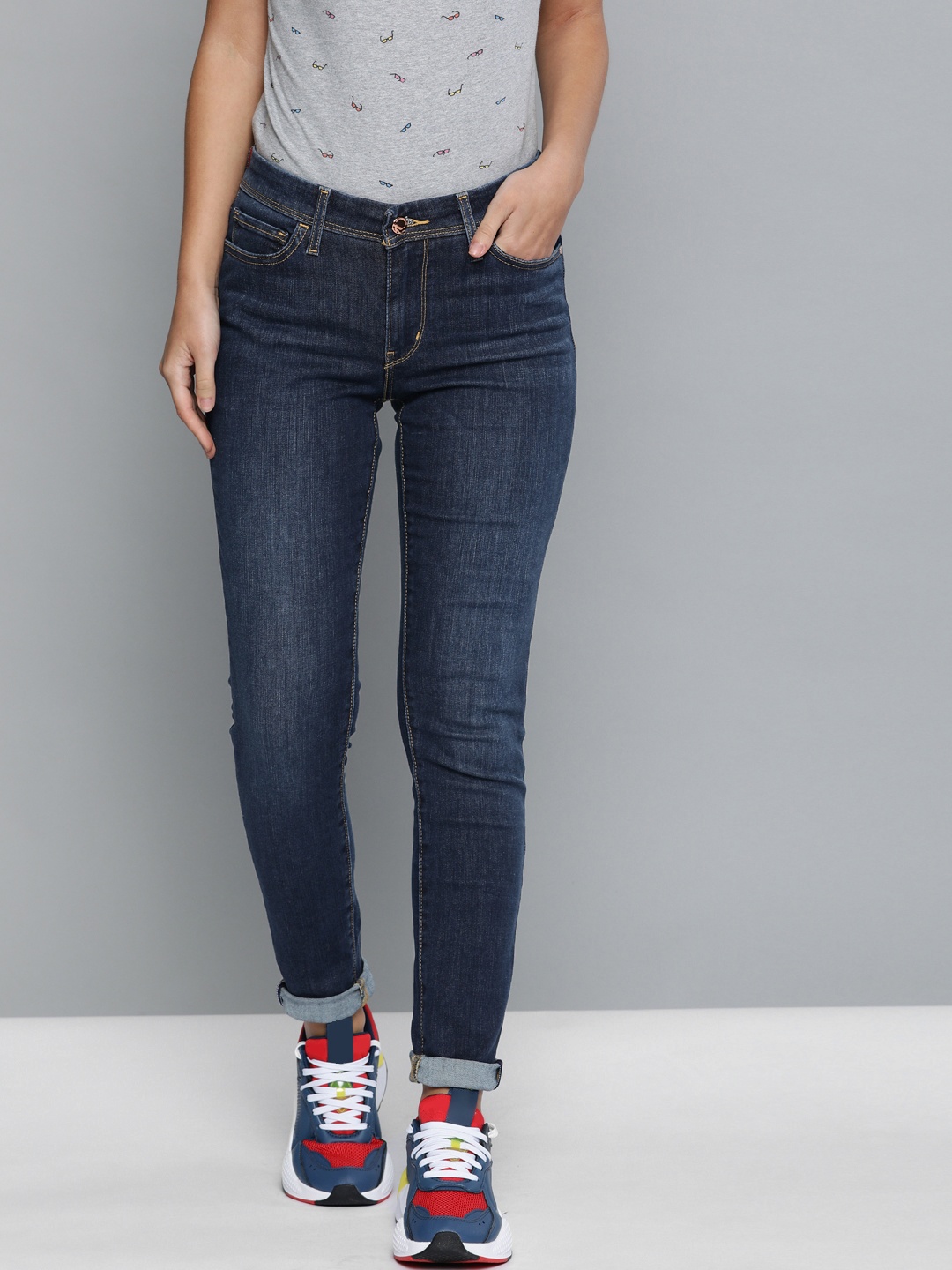 

Levis Women Blue 711 Skinny Fit Clean Look Waterless Sustainable Jeans Made with Bamboo Viscose