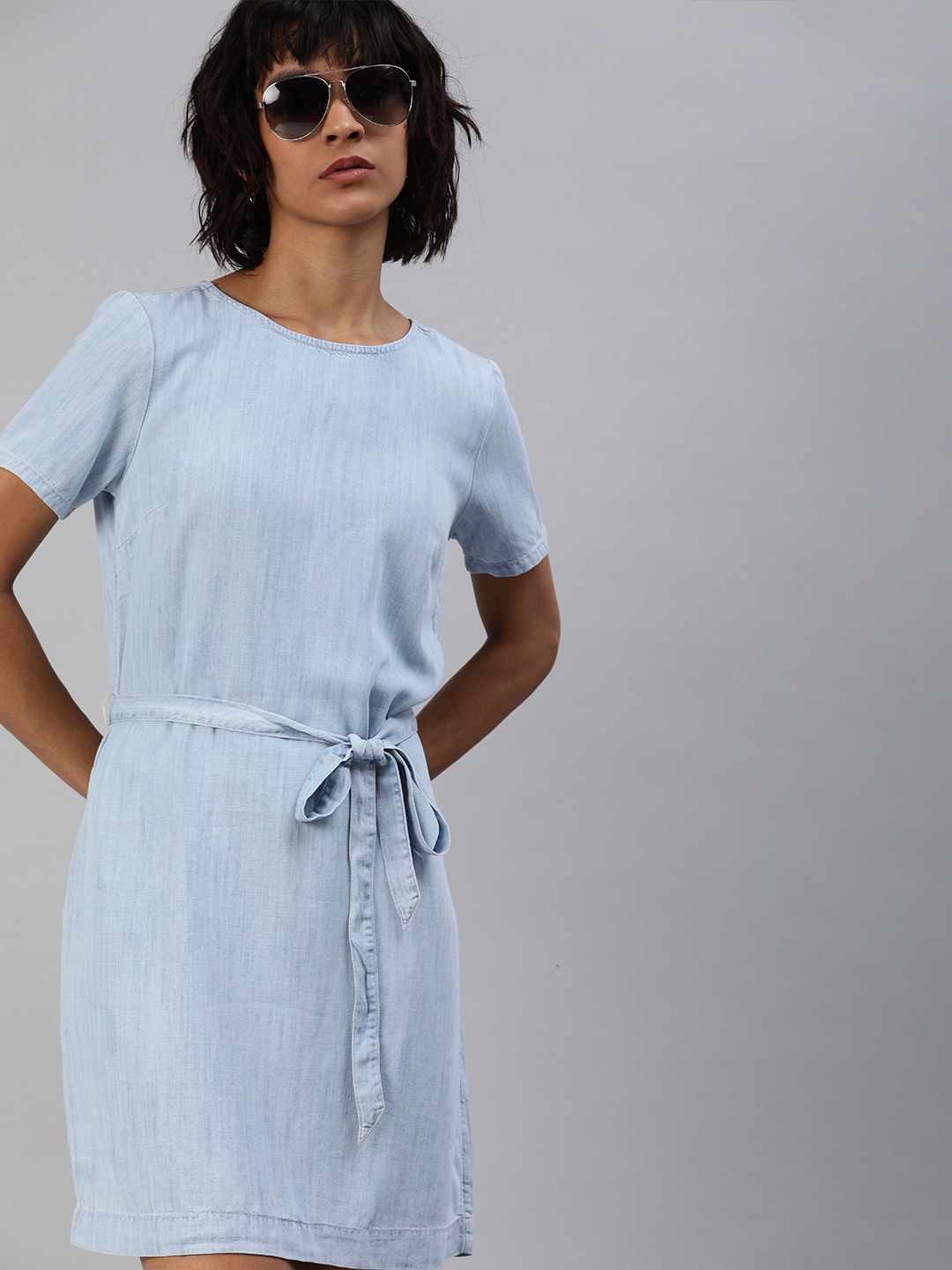 

Levis Women Blue Solid Fit and Flare Dress
