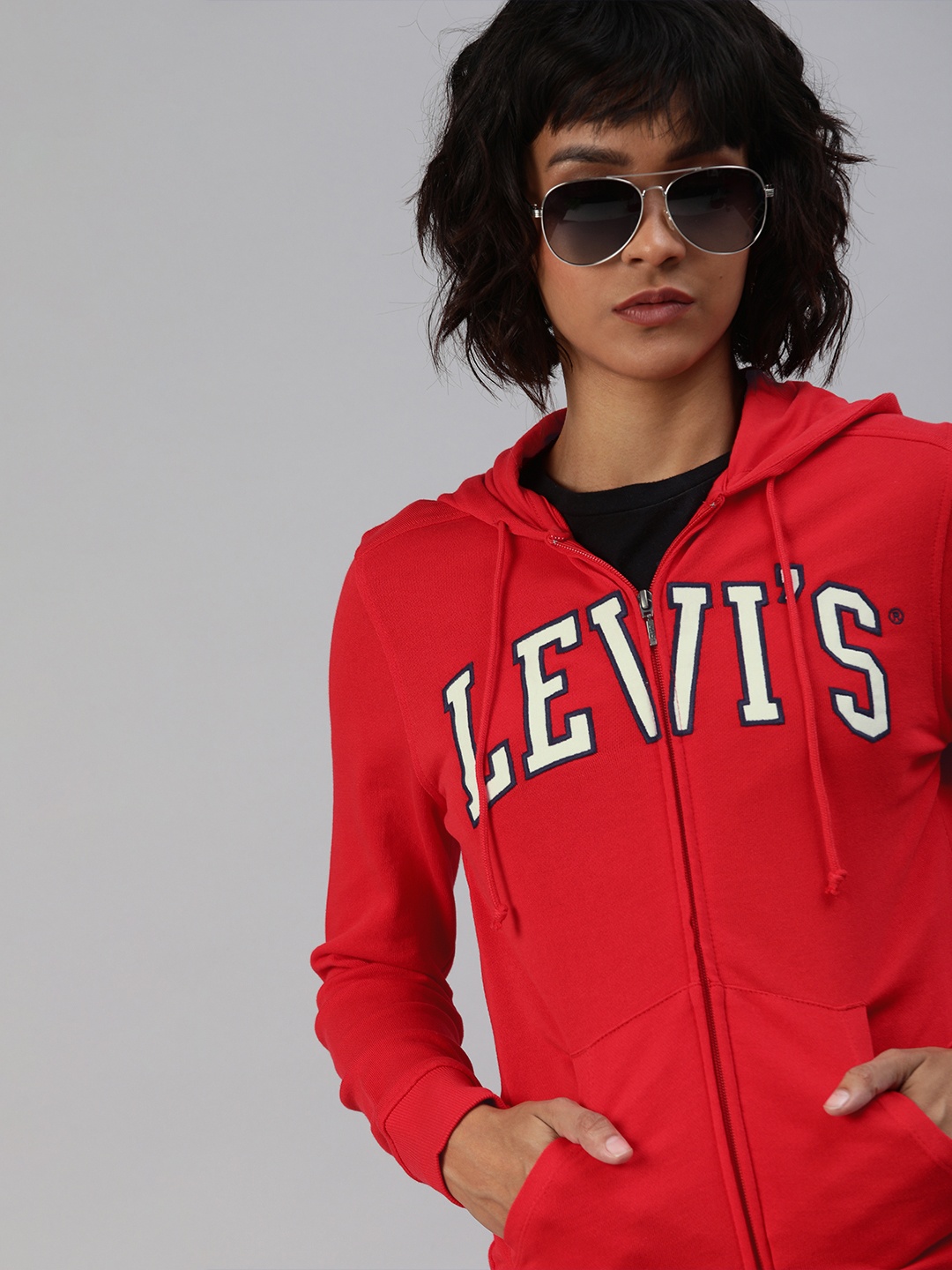 

Levis Women Red Printed Hooded Sweatshirt