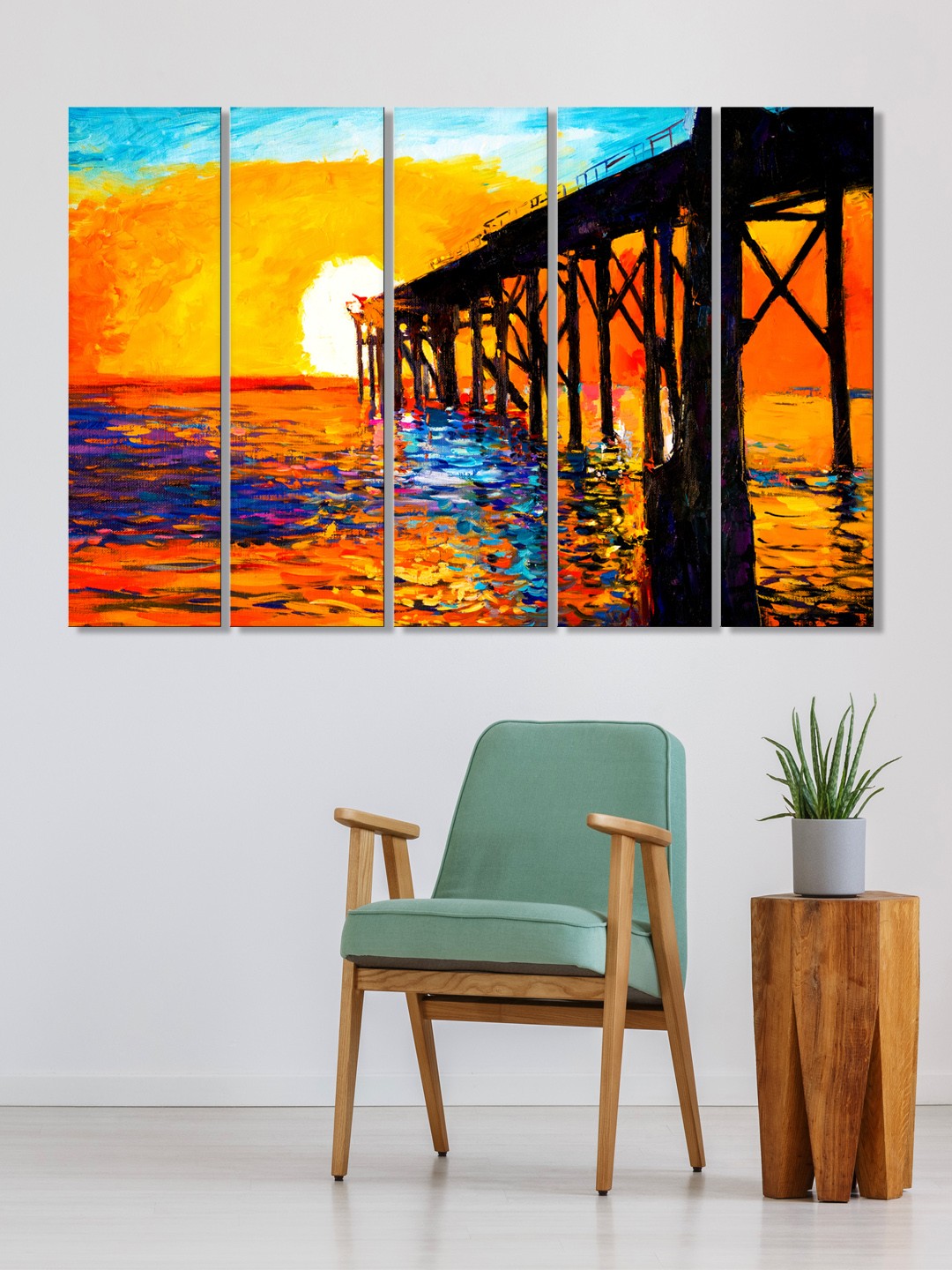 

999Store Set of 5 Yellow & Black Printed Framed Wall Art