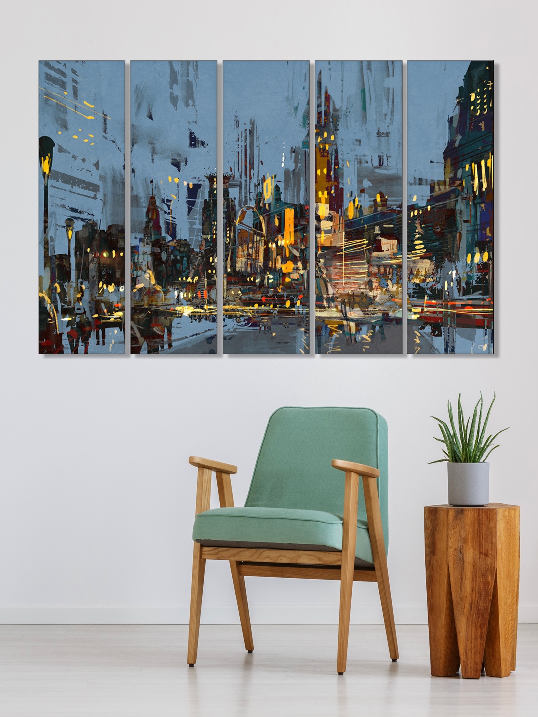

999Store Set of 5 Grey & Black Printed Framed Wall Art