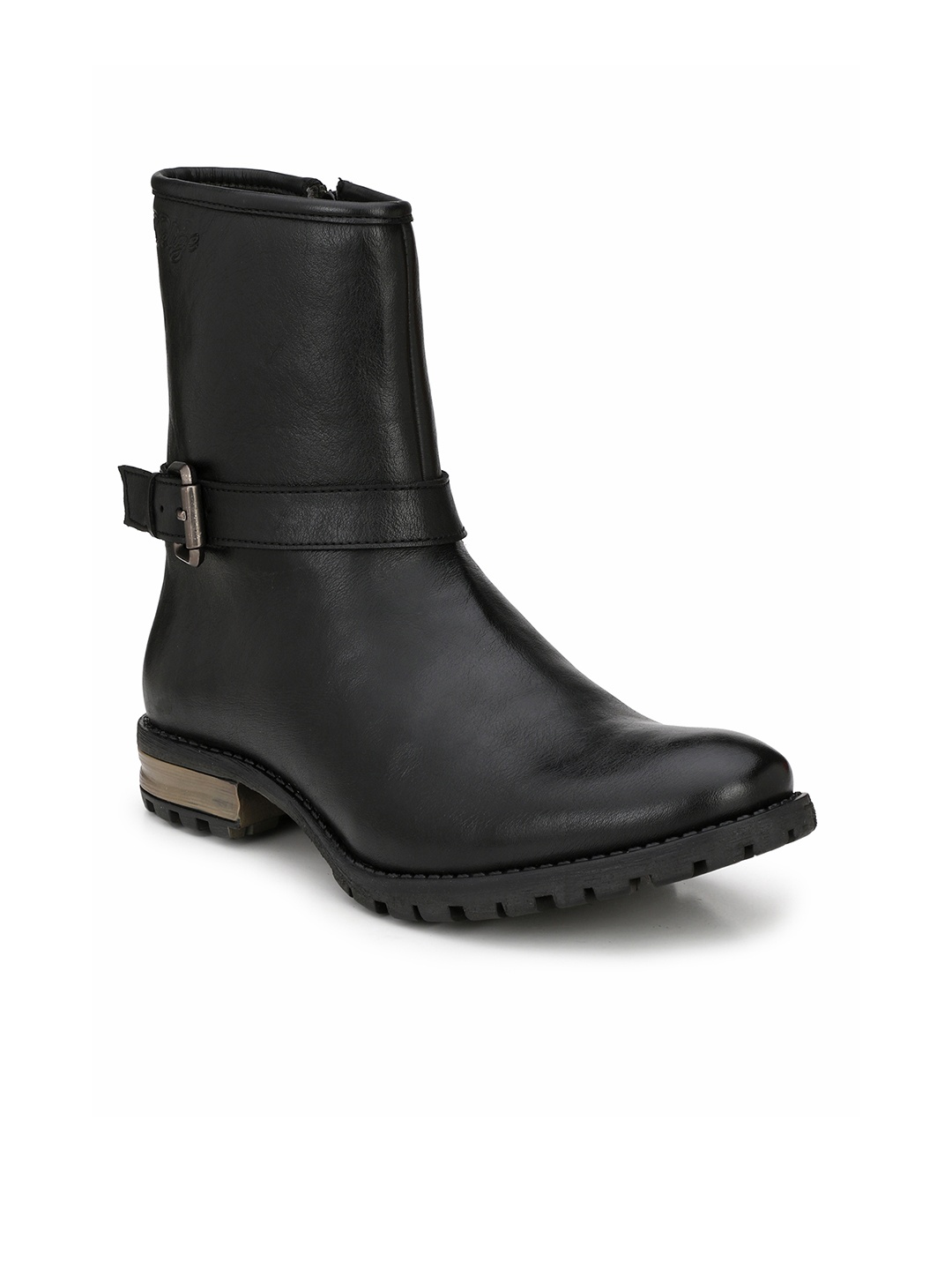 

Delize Men Black Solid Synthetic Leather High-Top Flat Boots