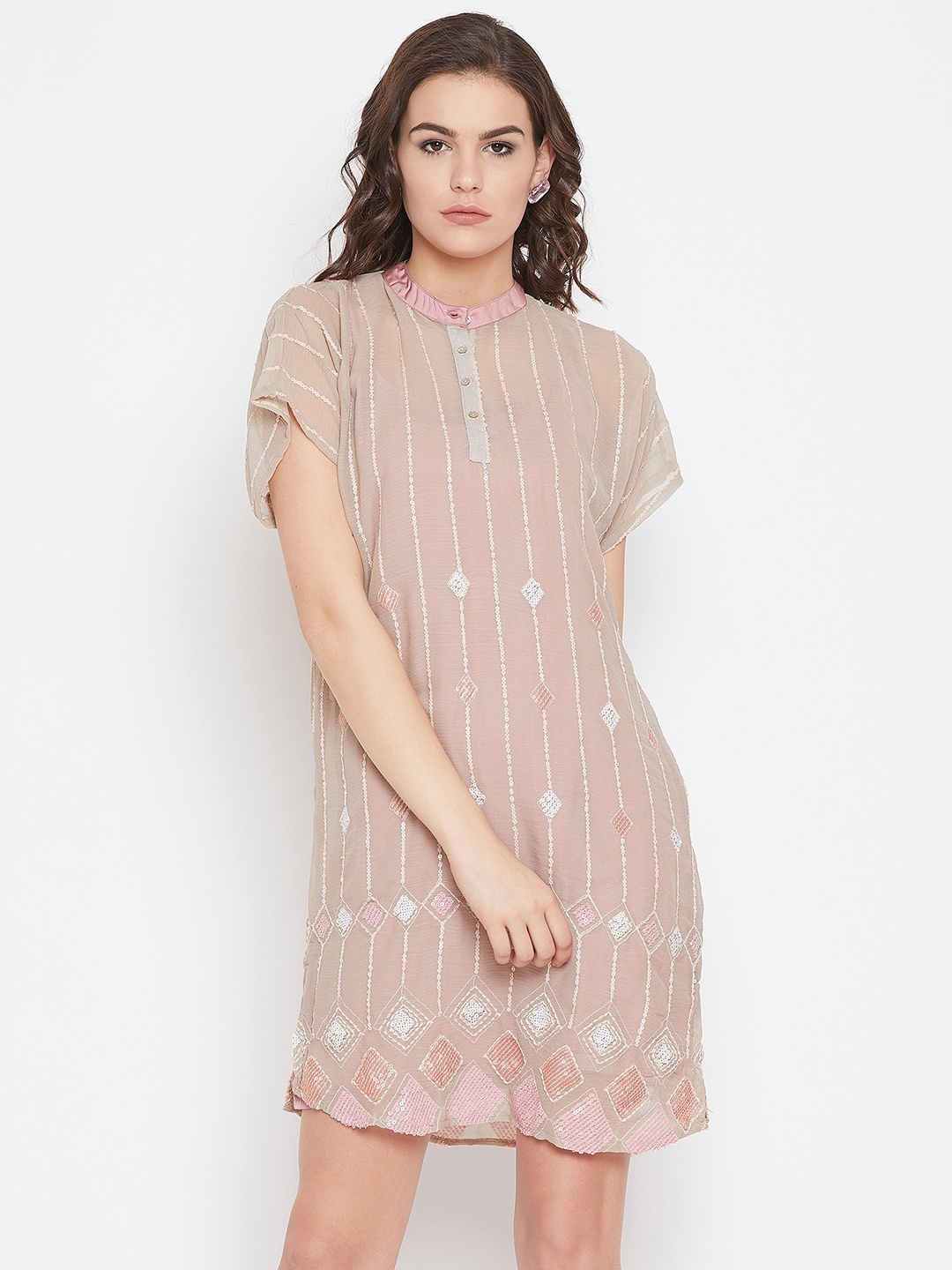 

The Kaftan Company Women Beige Self Design A-Line Dress
