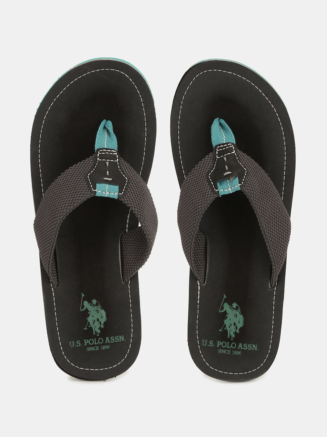 

U.S. Polo Assn. Men Black Solid Thong Flip-Flops