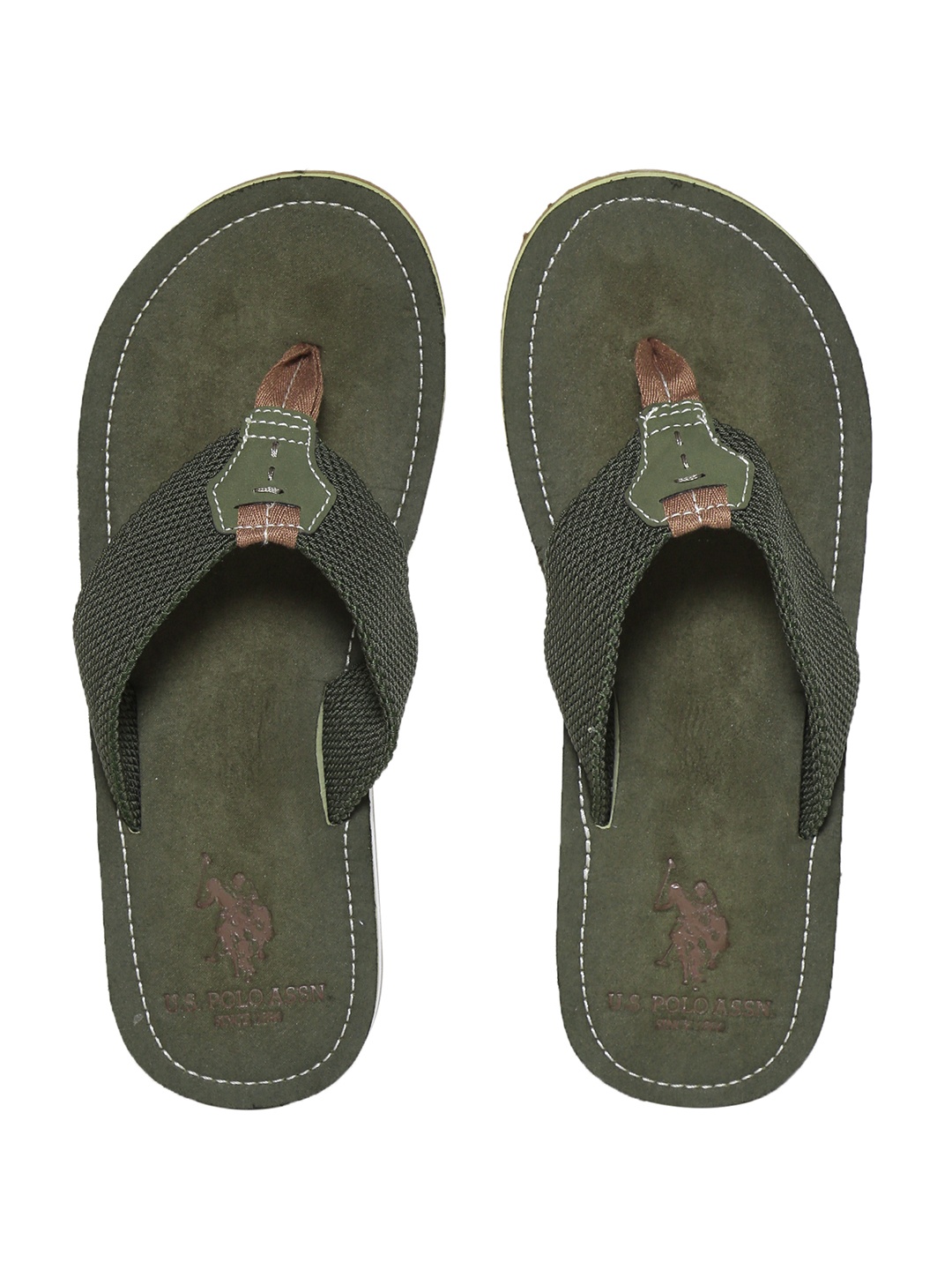 

U.S. Polo Assn. Men Green Solid Thong Flip-Flops