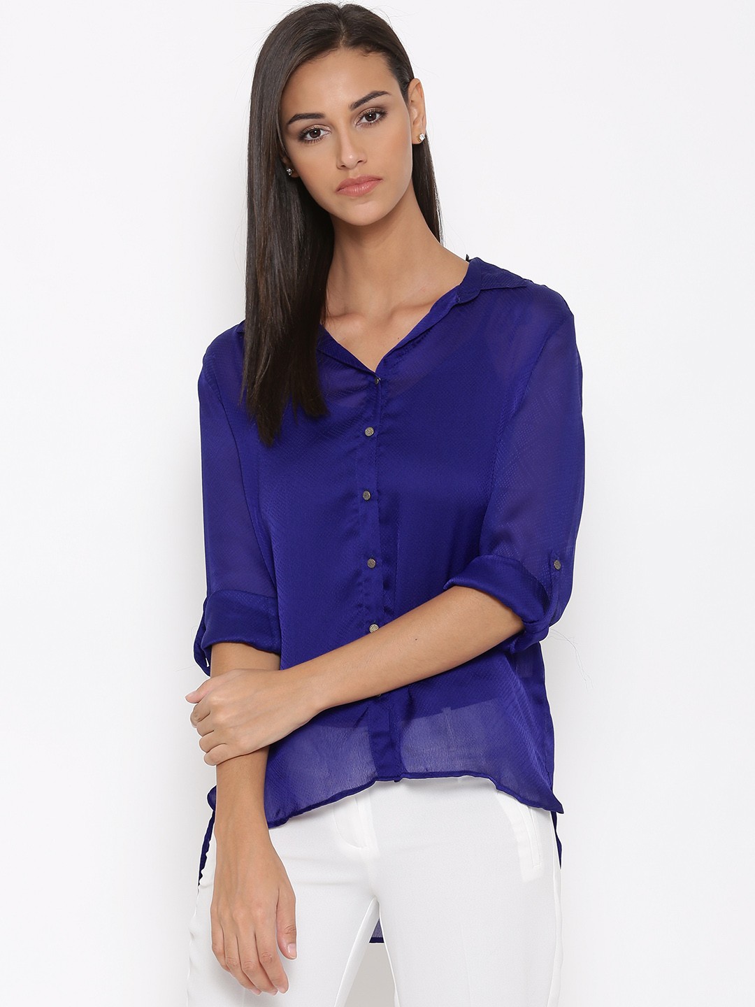 

Tokyo Talkies Blue Sheer Loose Fit Top