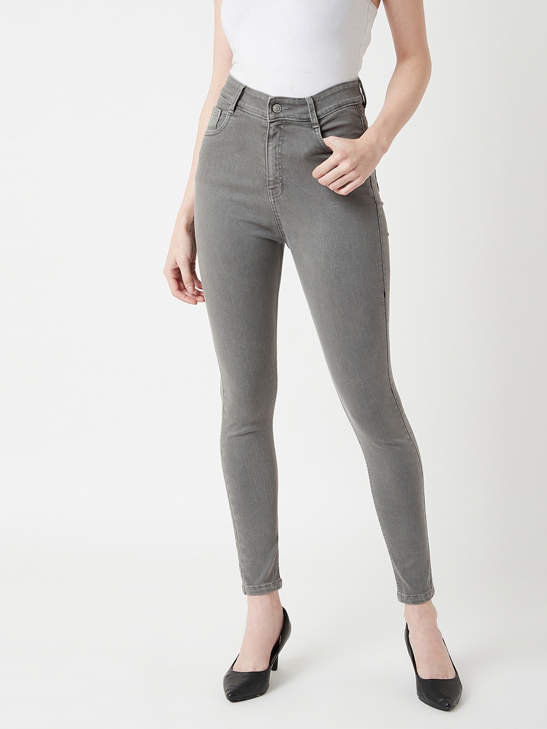 

Miss Chase Women Grey Skinny Fit High-Rise Clean Look Stretchable Jeans